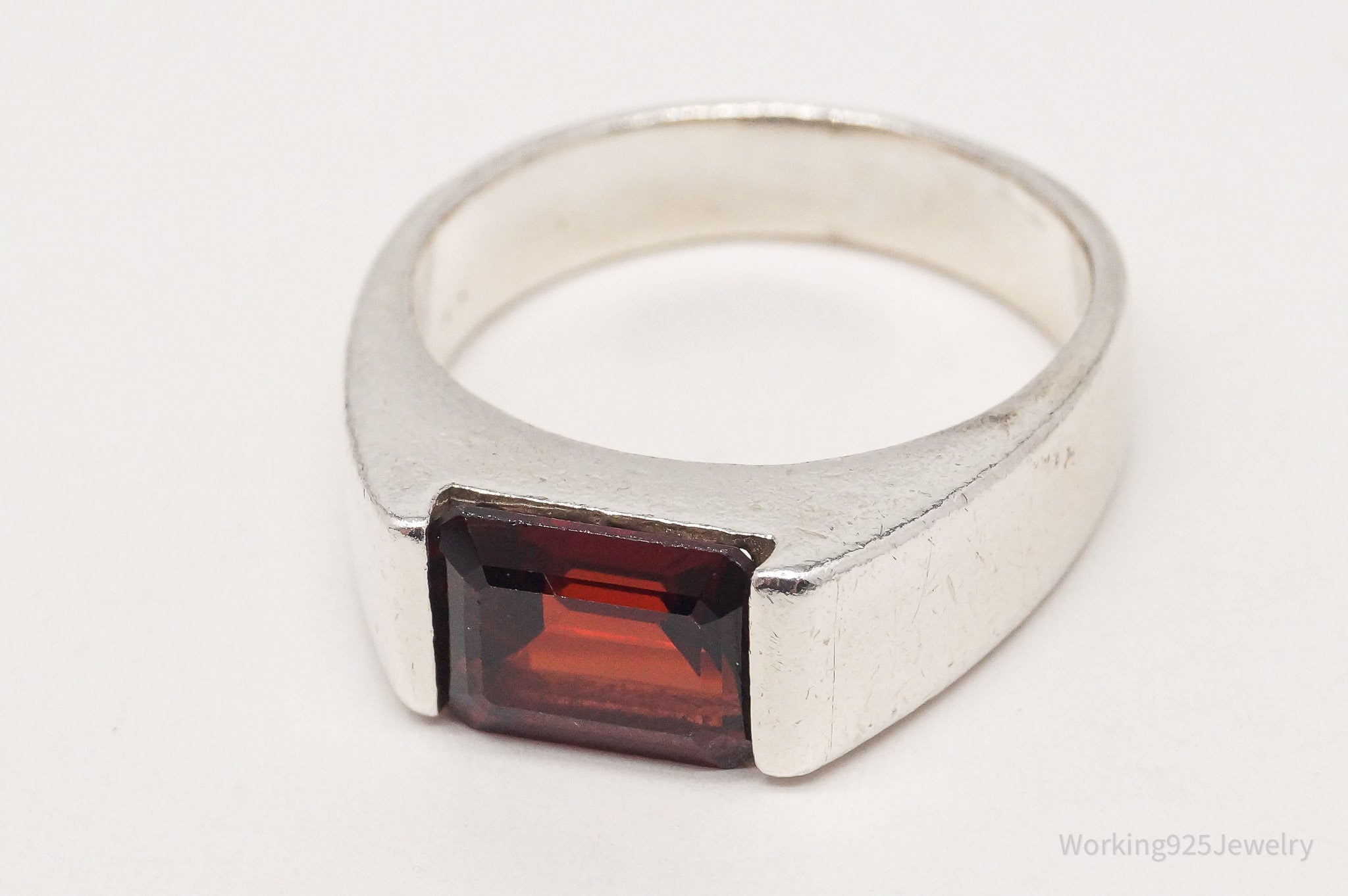 Vintage Garnet Sterling Silver Ring - SZ 8