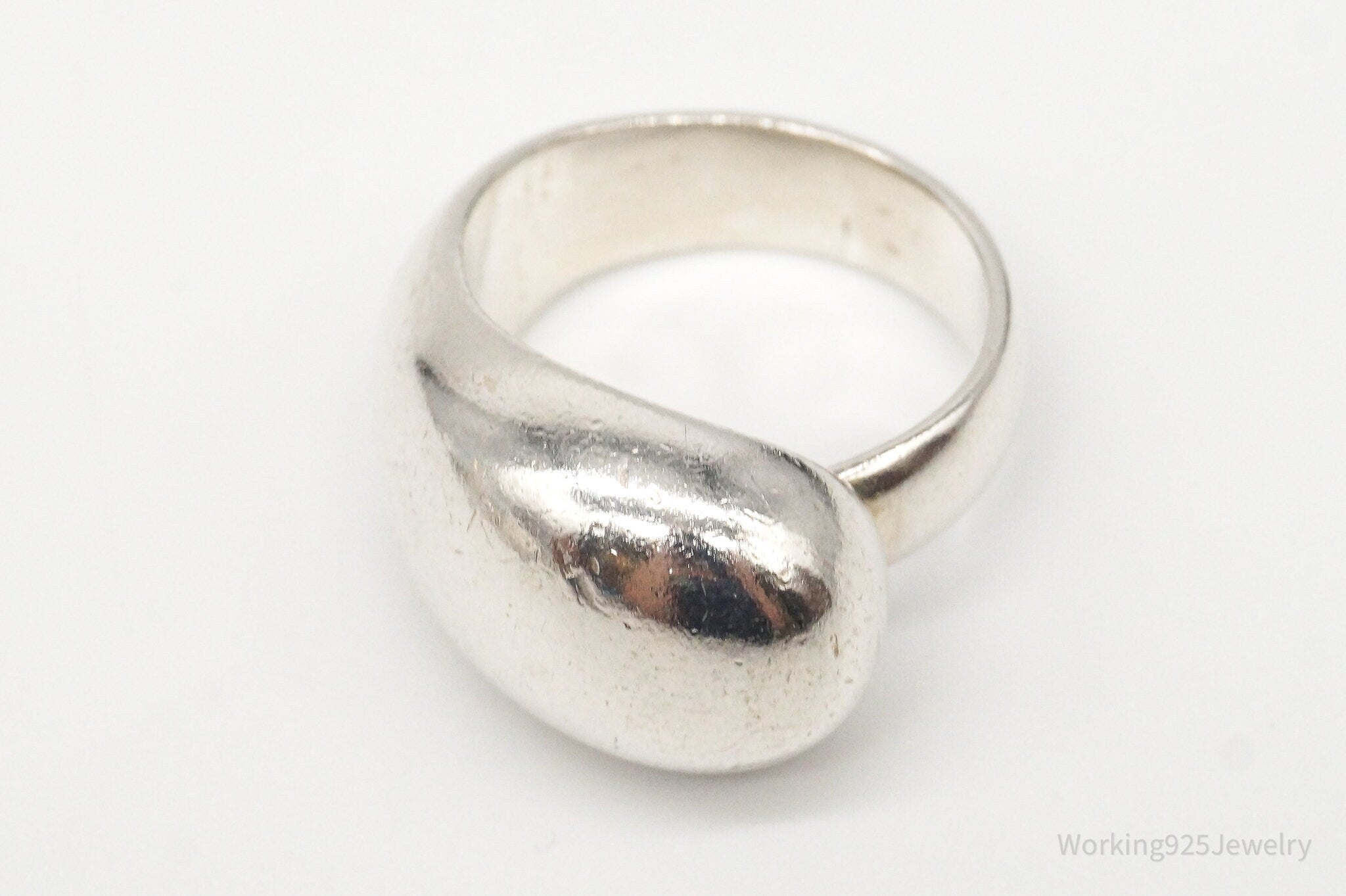 Vintage Modernist Sleek Sterling Silver Wrap Ring - Size 5.5 Adjustable