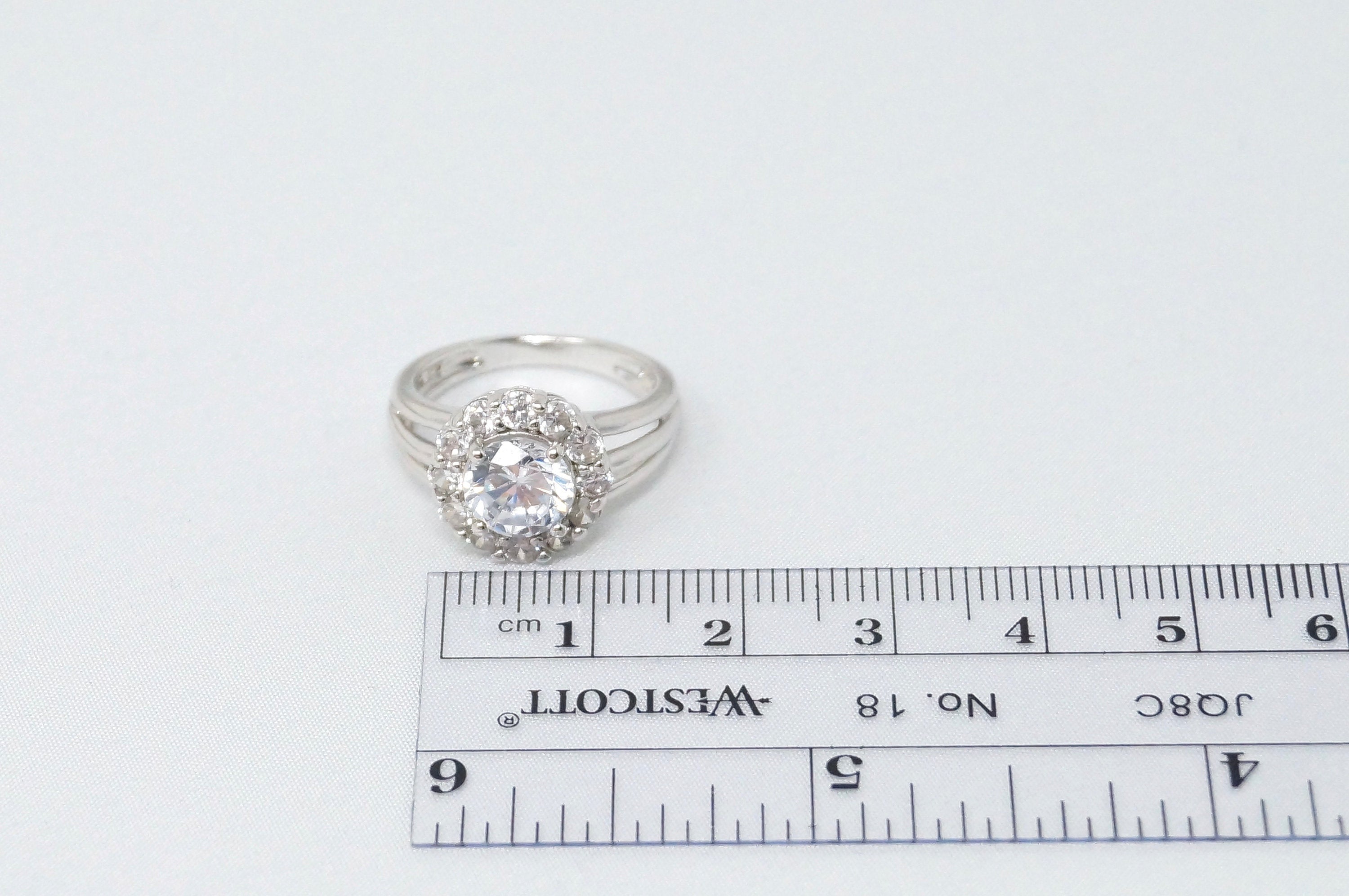 Vintage Large Simulated Diamond Statement Ring - Size 6