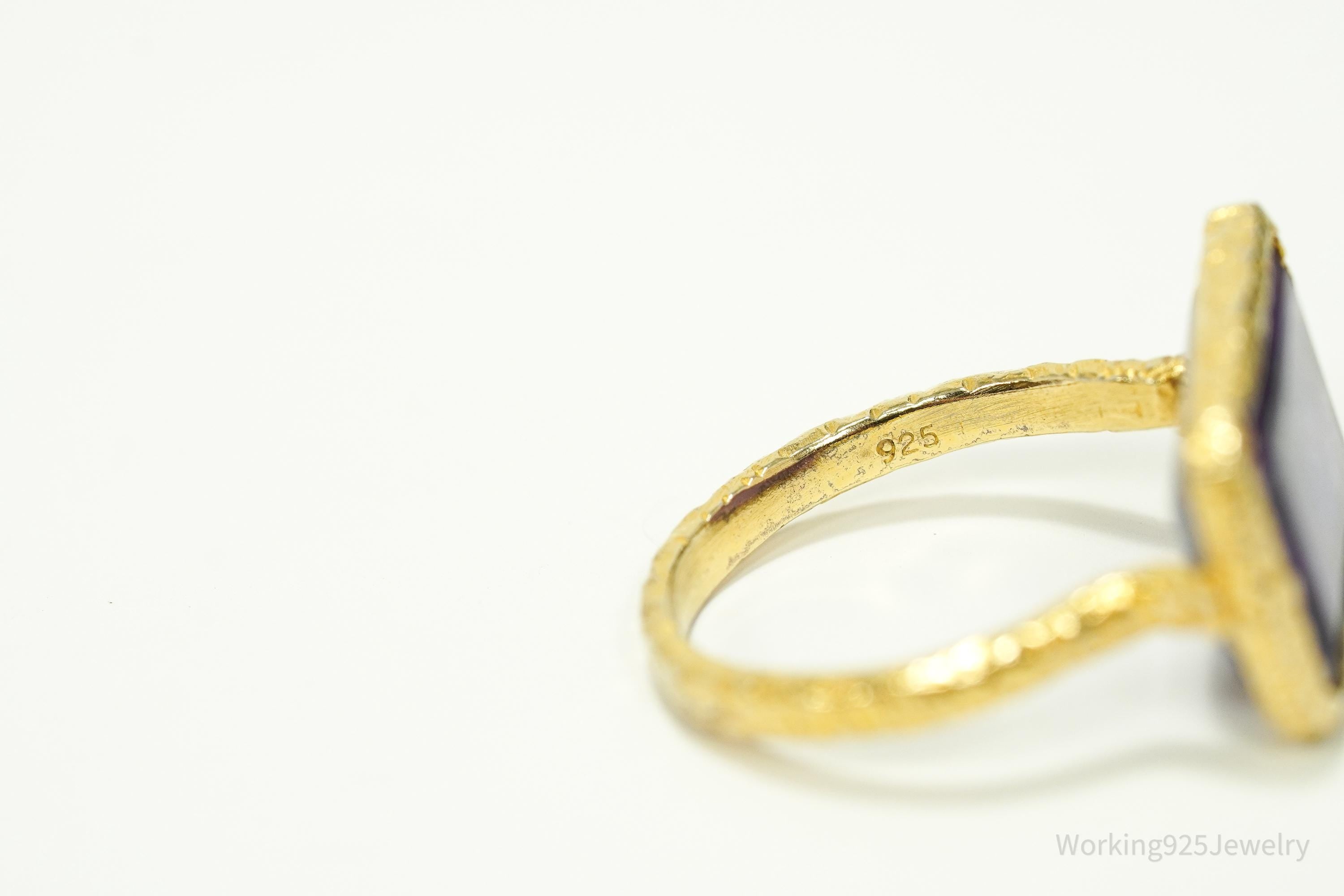 Vintage Purple Amethyst Gold Vermeil Sterling Silver Ring SZ 5.5