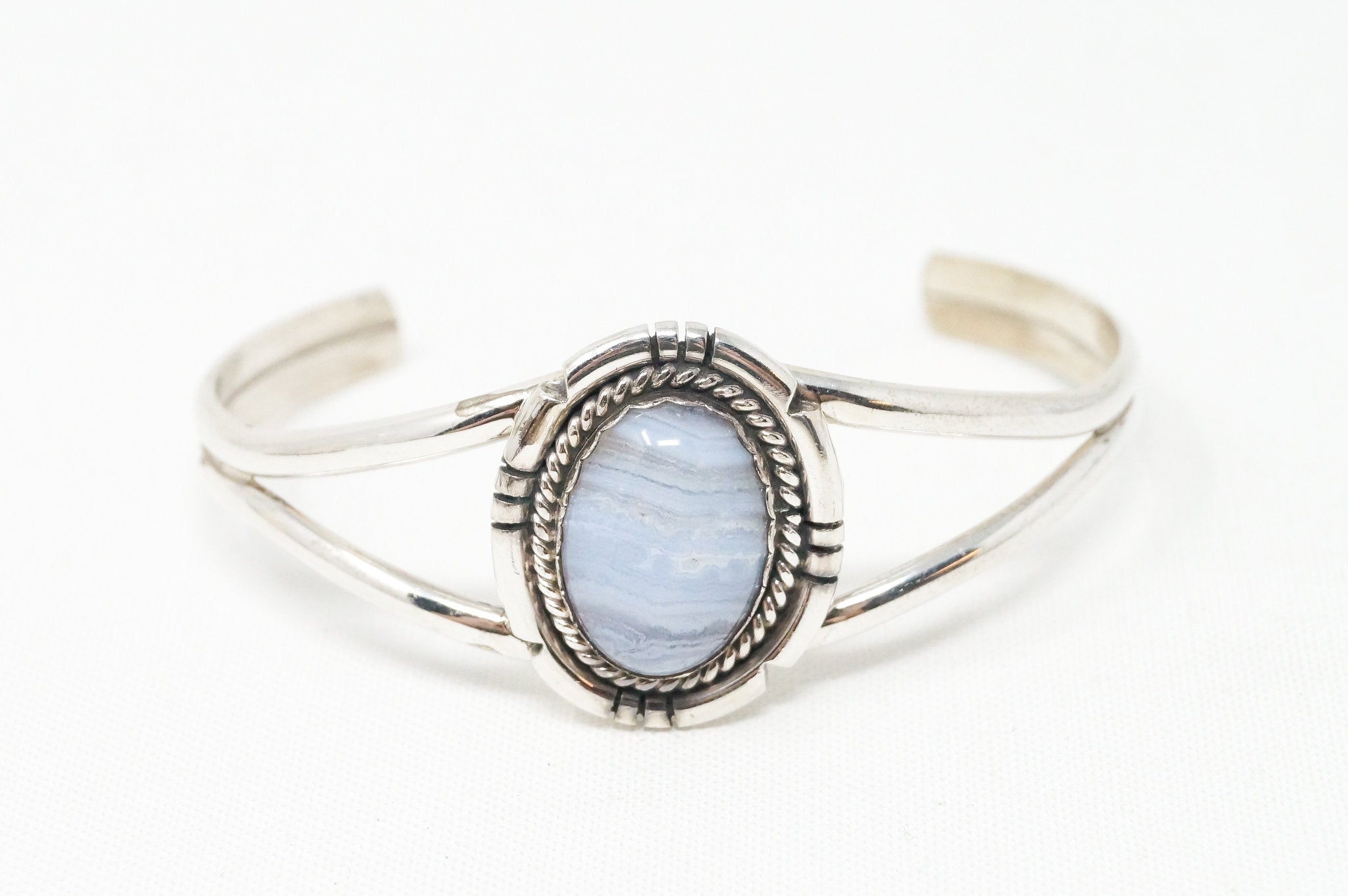 Vintage Native American Stan Slim Navajo Blue Lace Sterling Silver Cuff Bracelet