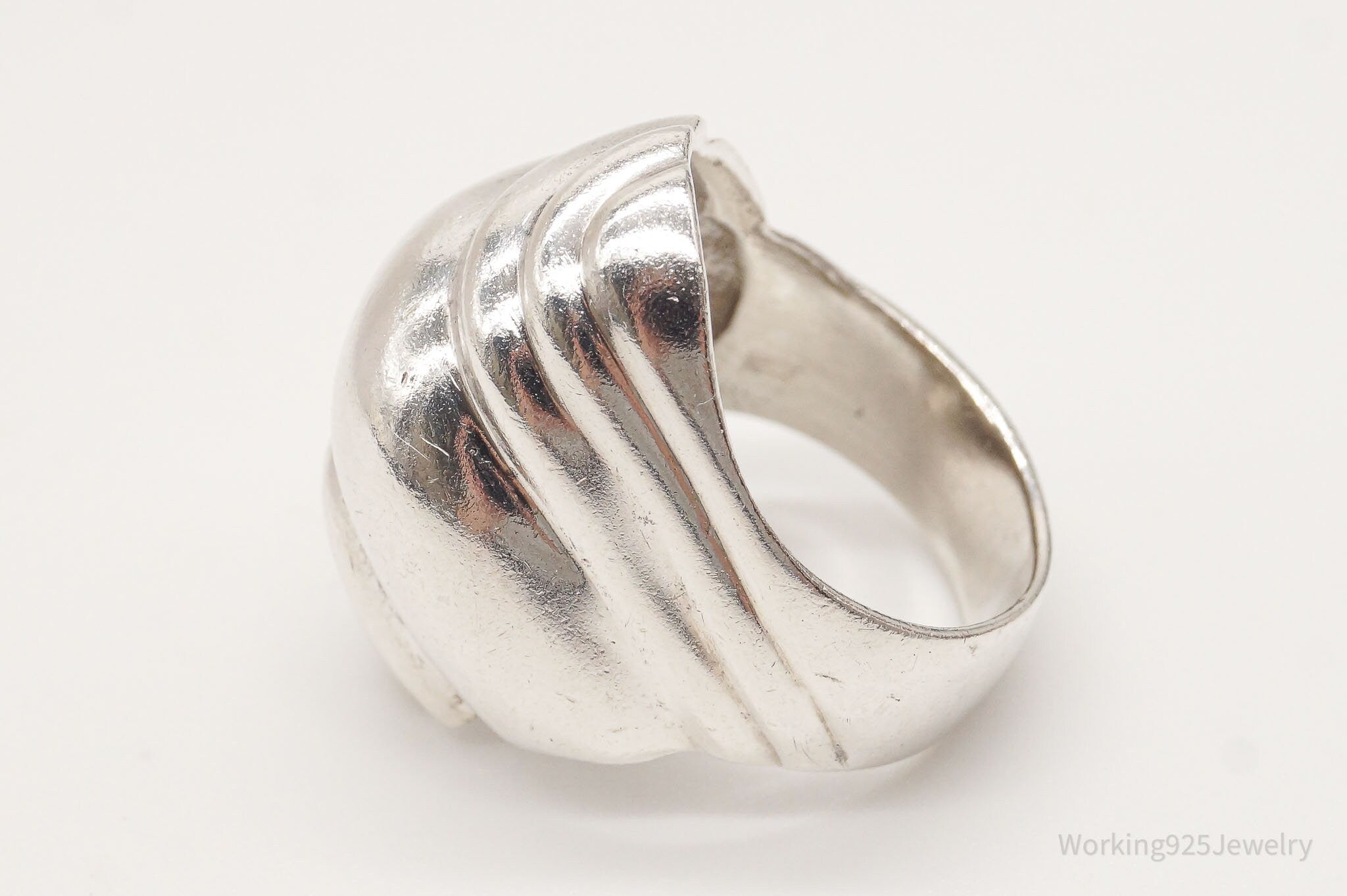 Vintage Modernist Sleek Puffy Sterling Silver Ring - Size 5.5