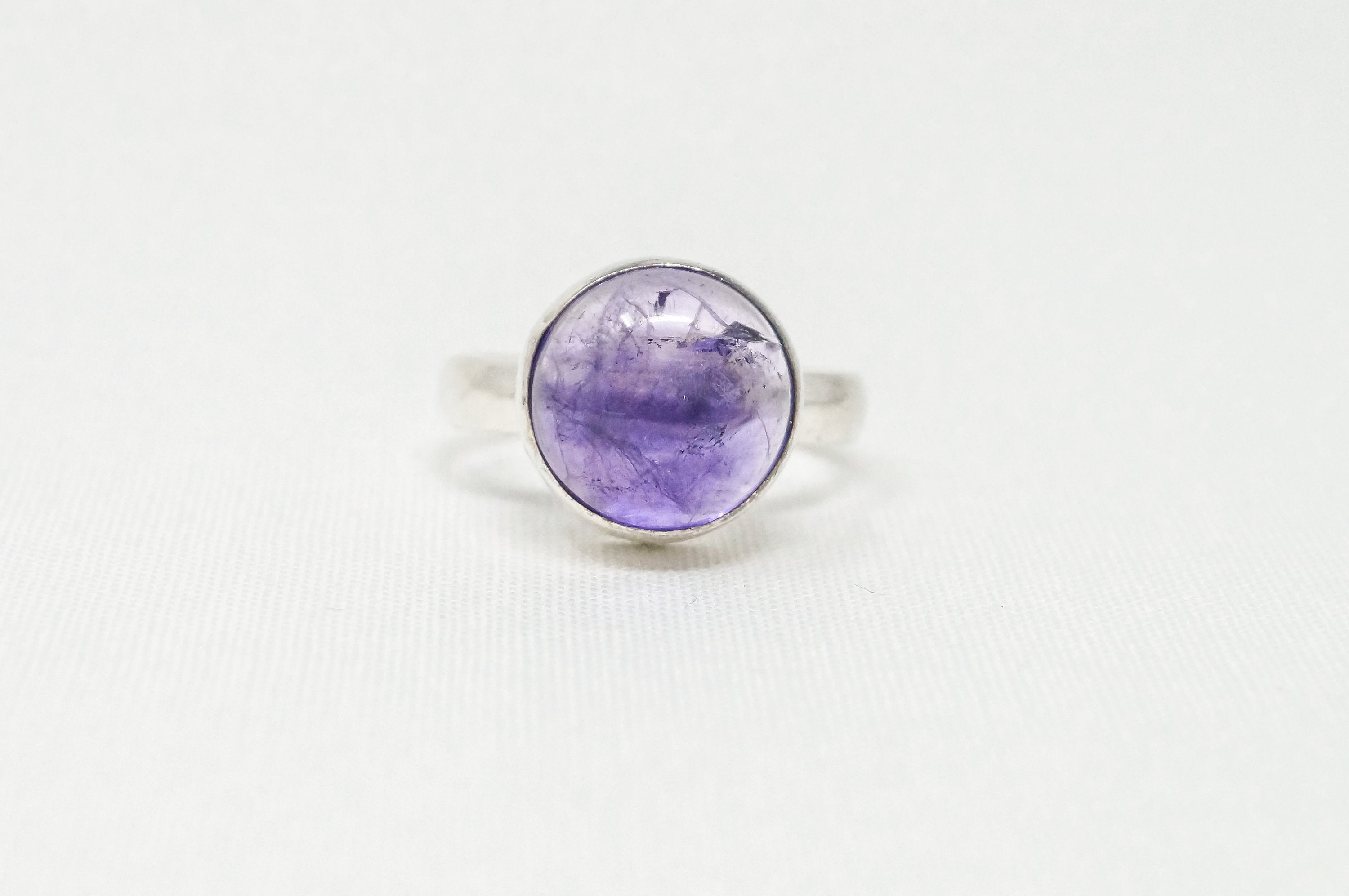 Vintage Purple Amethyst Modernist Style Sterling Silver Ring - Sz 8 - 798982619