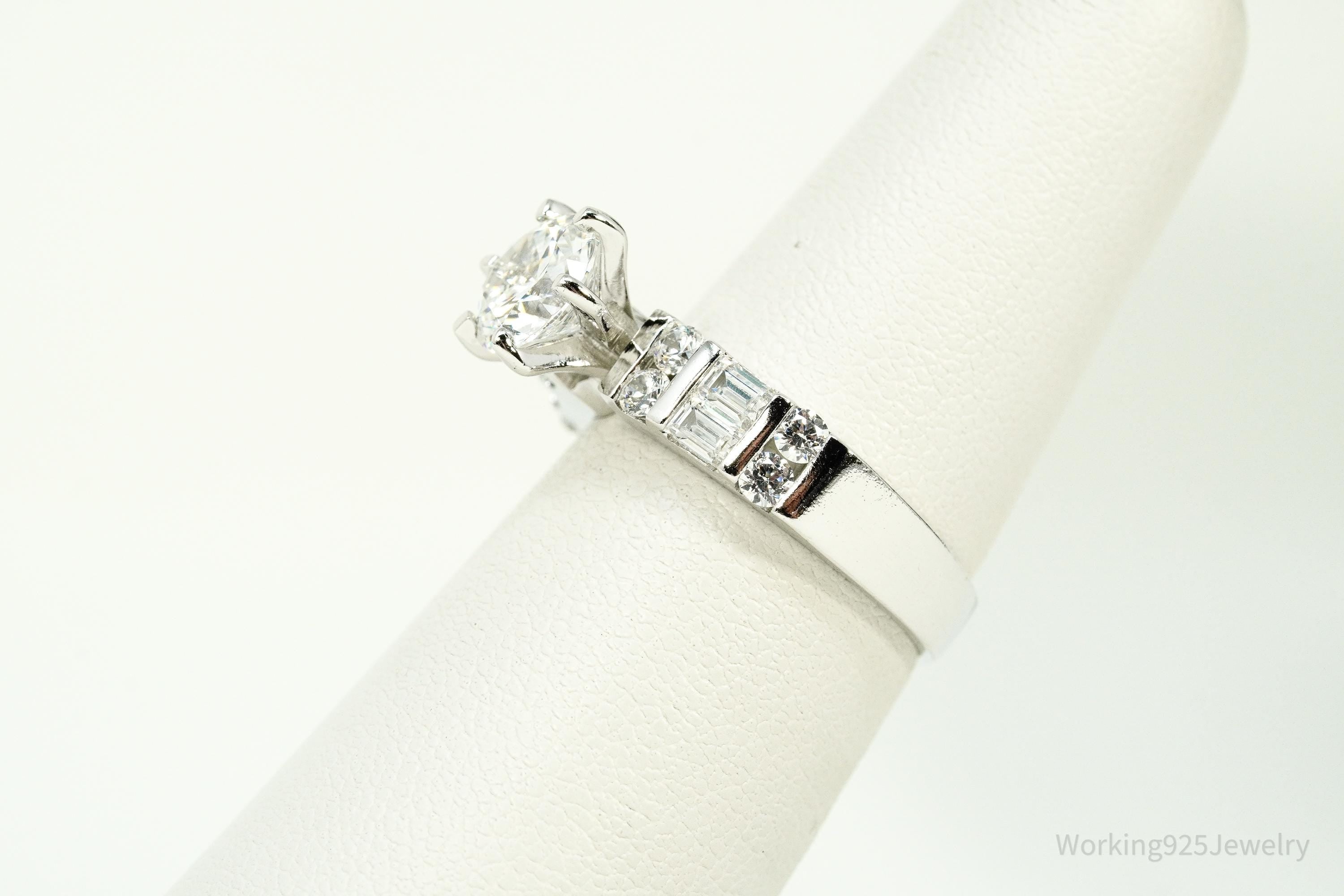 Vintage Diamonique Cubic Zirconia Sterling Silver Ring Size 6.25