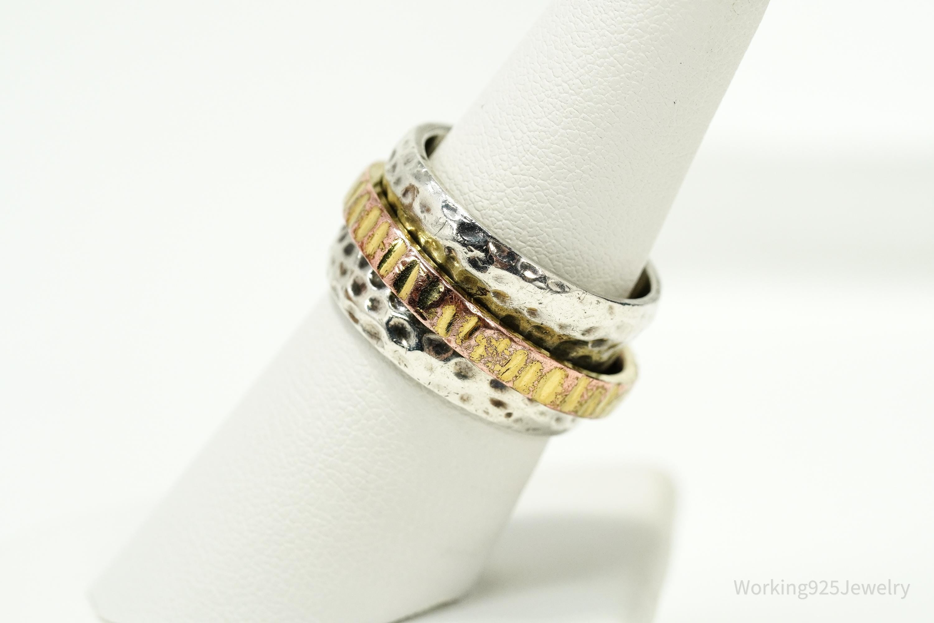 Vintage Silpada Retired 14K Gold Plated Sterling Silver Spinner Ring Size 7.5