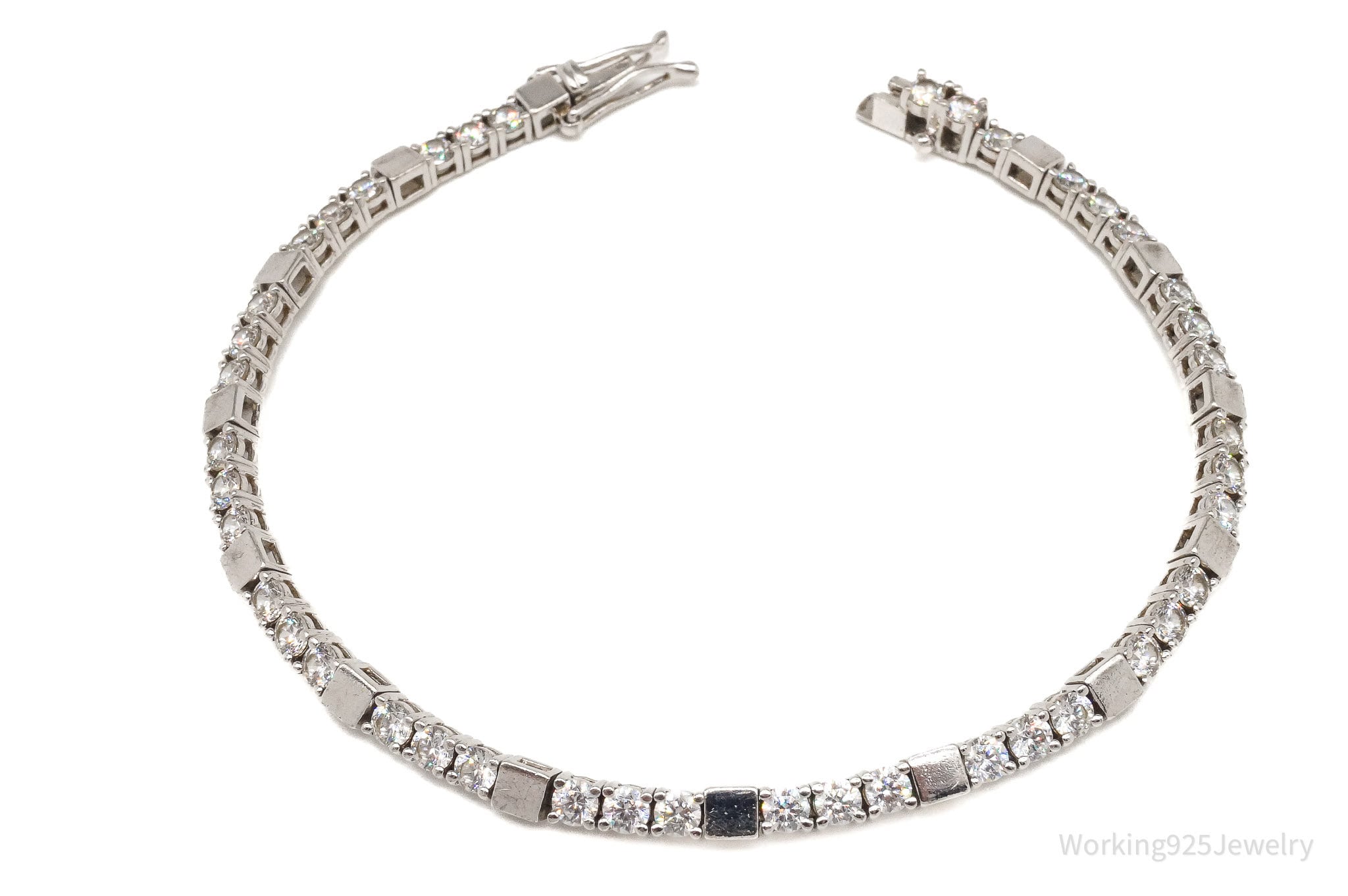 Vintage Cubic Zirconia Sterling Silver Tennis Bracelet