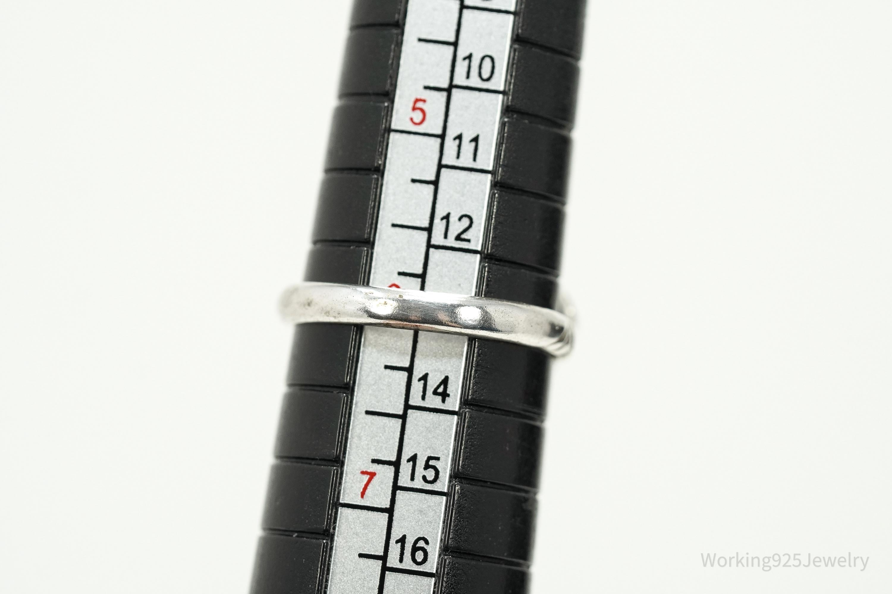 Vintage Sapphire Grape Leaf Sterling Silver Ring - Size 6