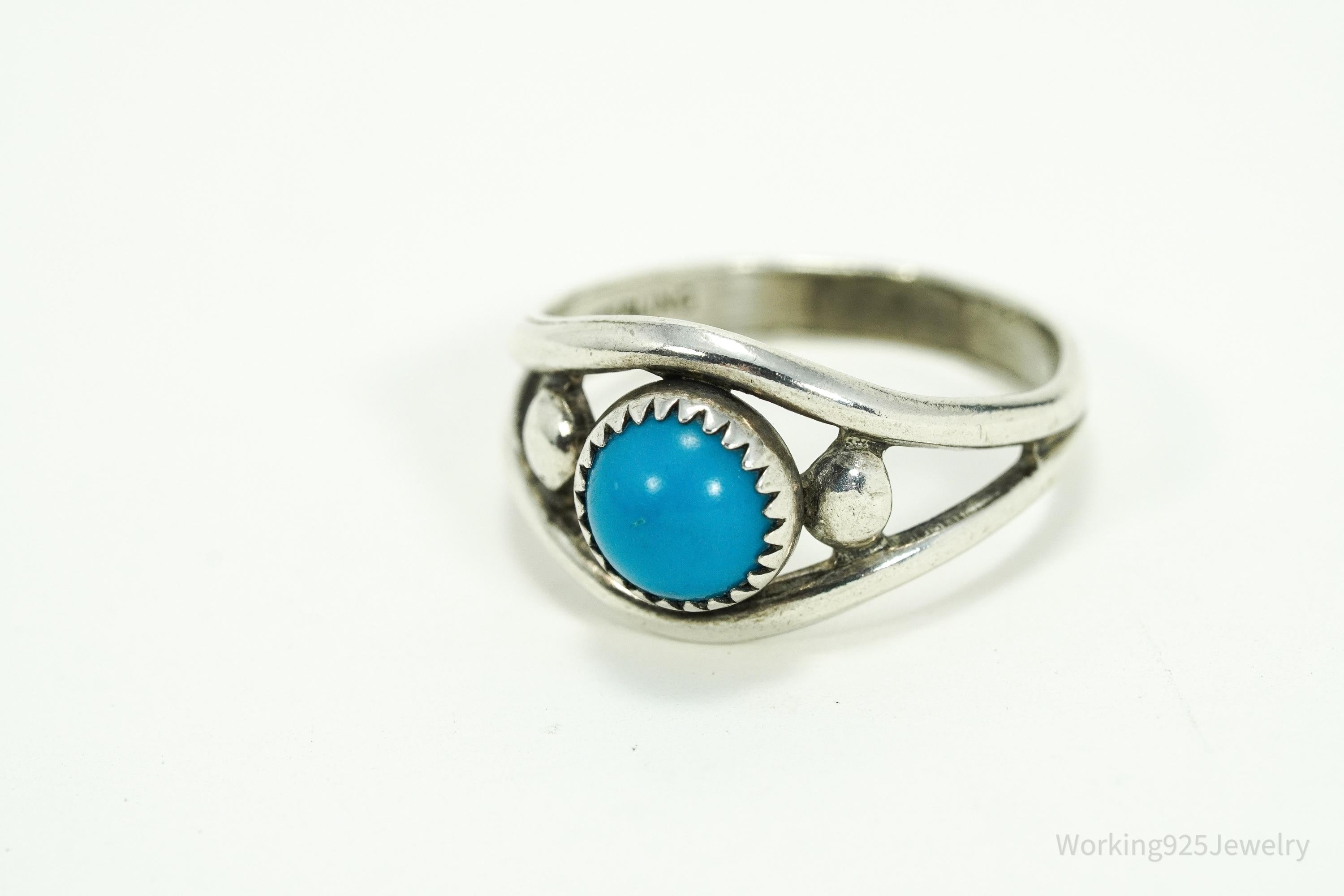Vintage Native Bell Trading Post Turquoise Sterling Silver Ring - Size 6.5