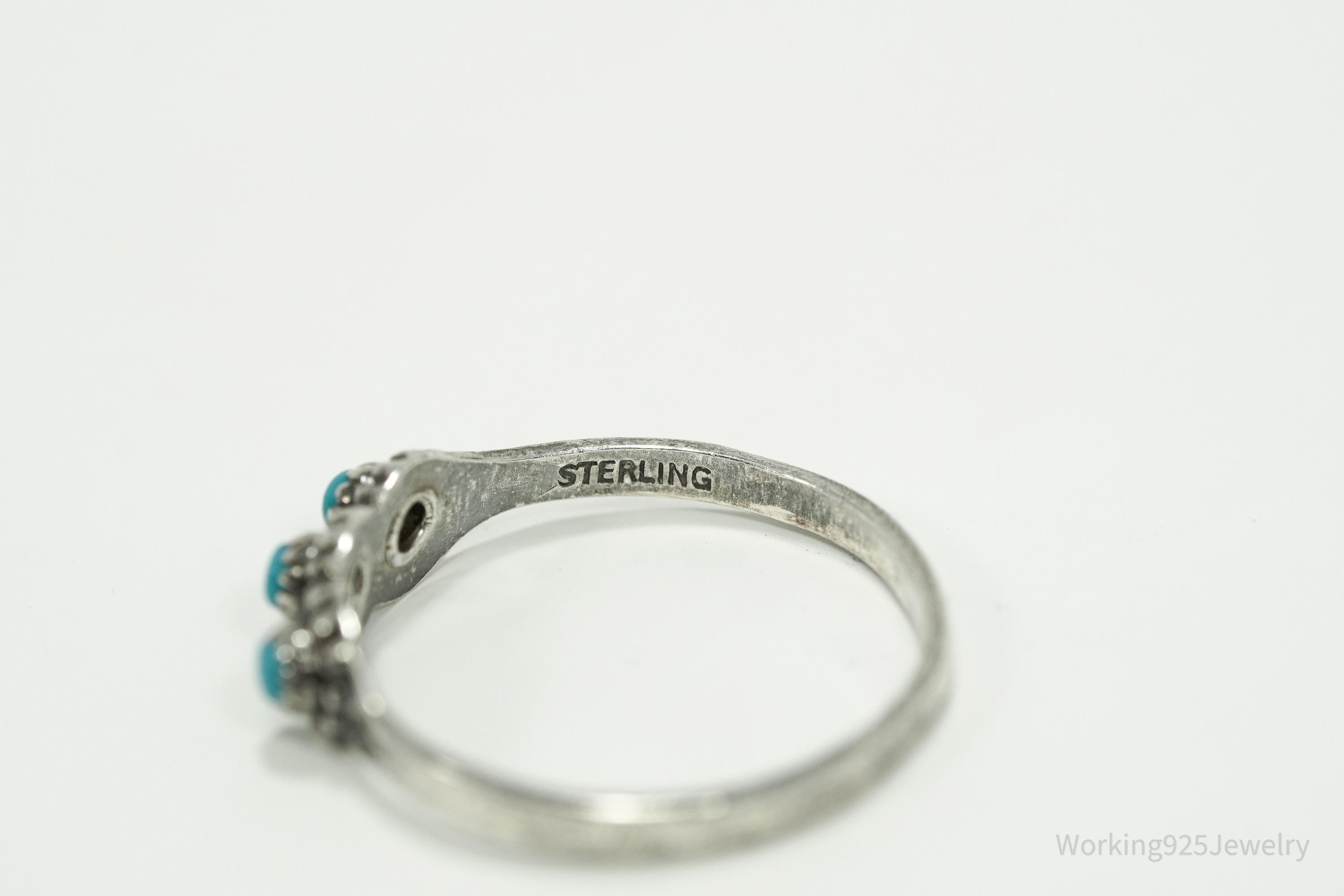 Vintage Native Bell Trading Post Turquoise Sterling Silver Ring - Size 6.5