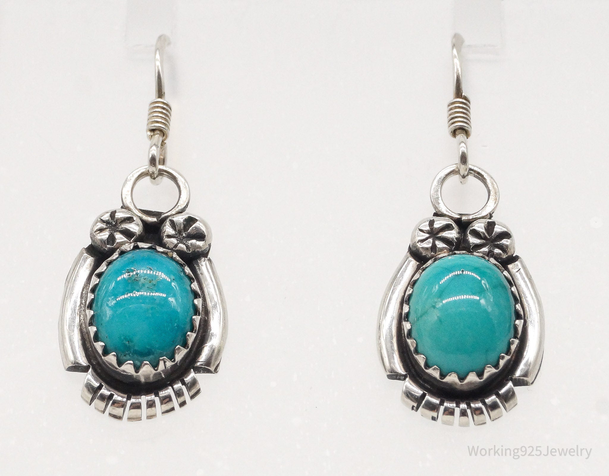 Vintage Native American Turquoise Sterling Silver Earrings