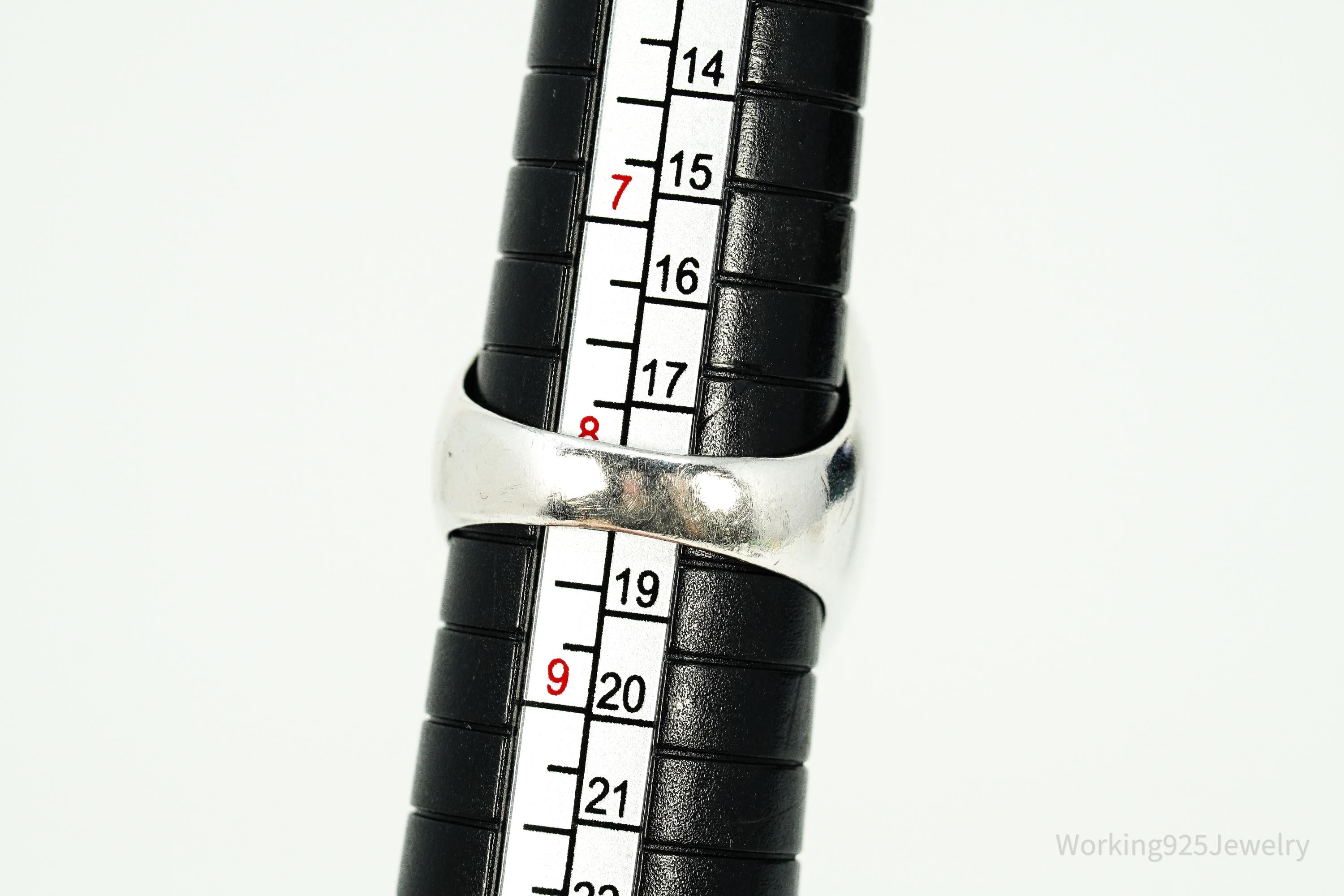 Vintage Designer SX Large Turquoise Sterling Silver Ring - Size 8.25