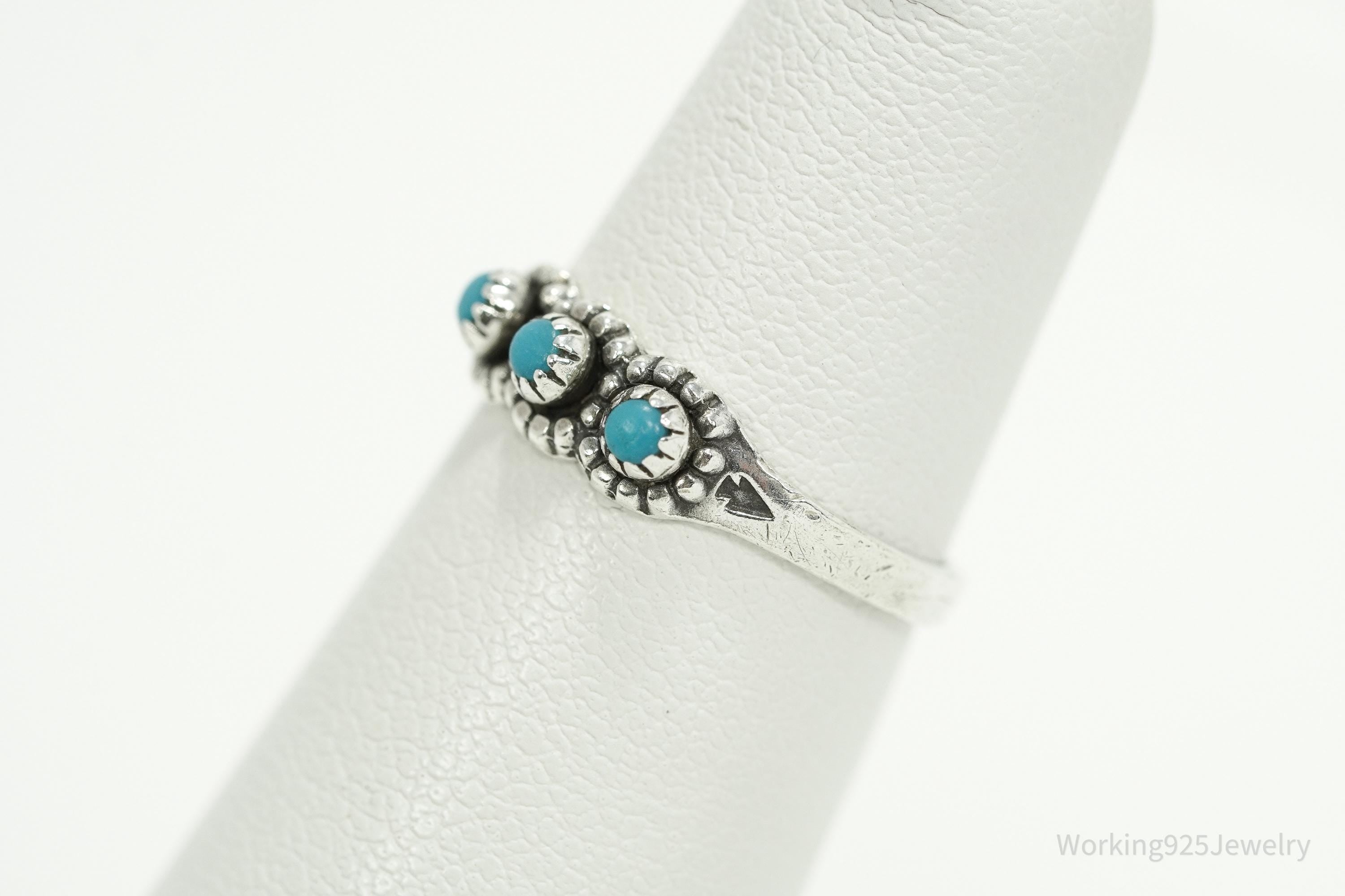 Vintage Native Bell Trading Post Turquoise Sterling Silver Ring - Size 4