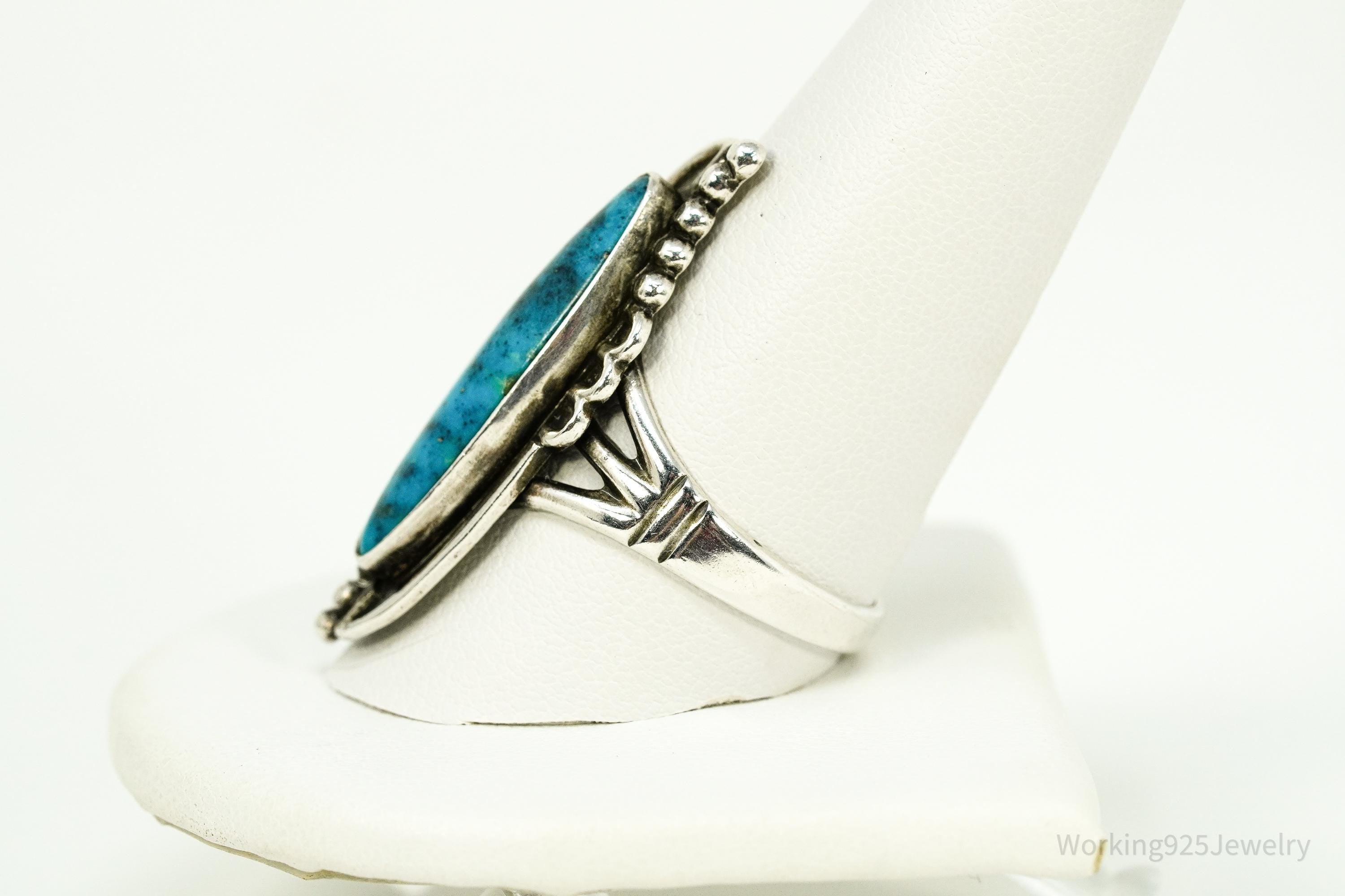 Vintage Native American Turquoise Sterling Silver Ring - Size 11.25