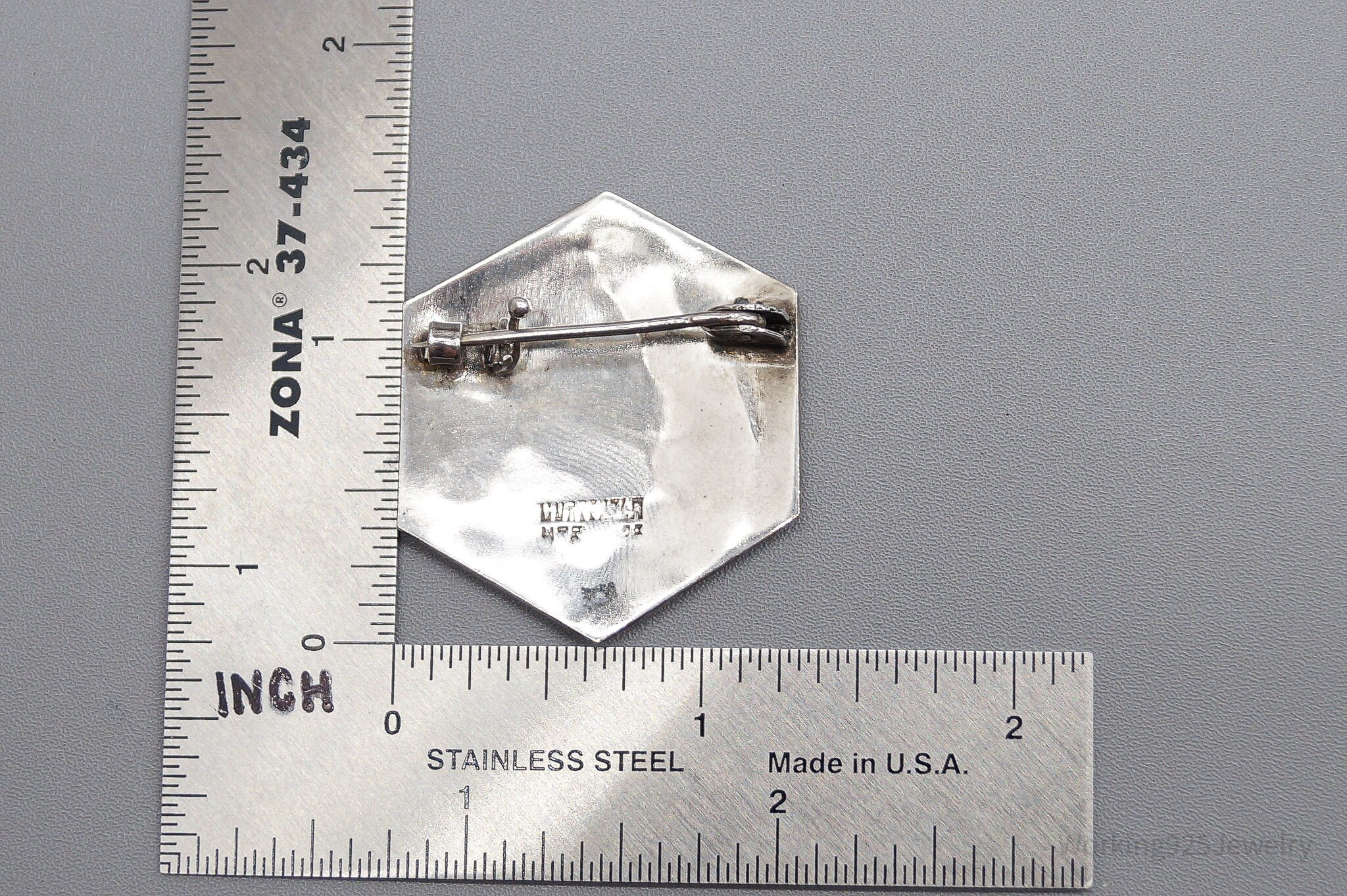 Large Vintage Guatemala Tribe Silver Brooch Pin