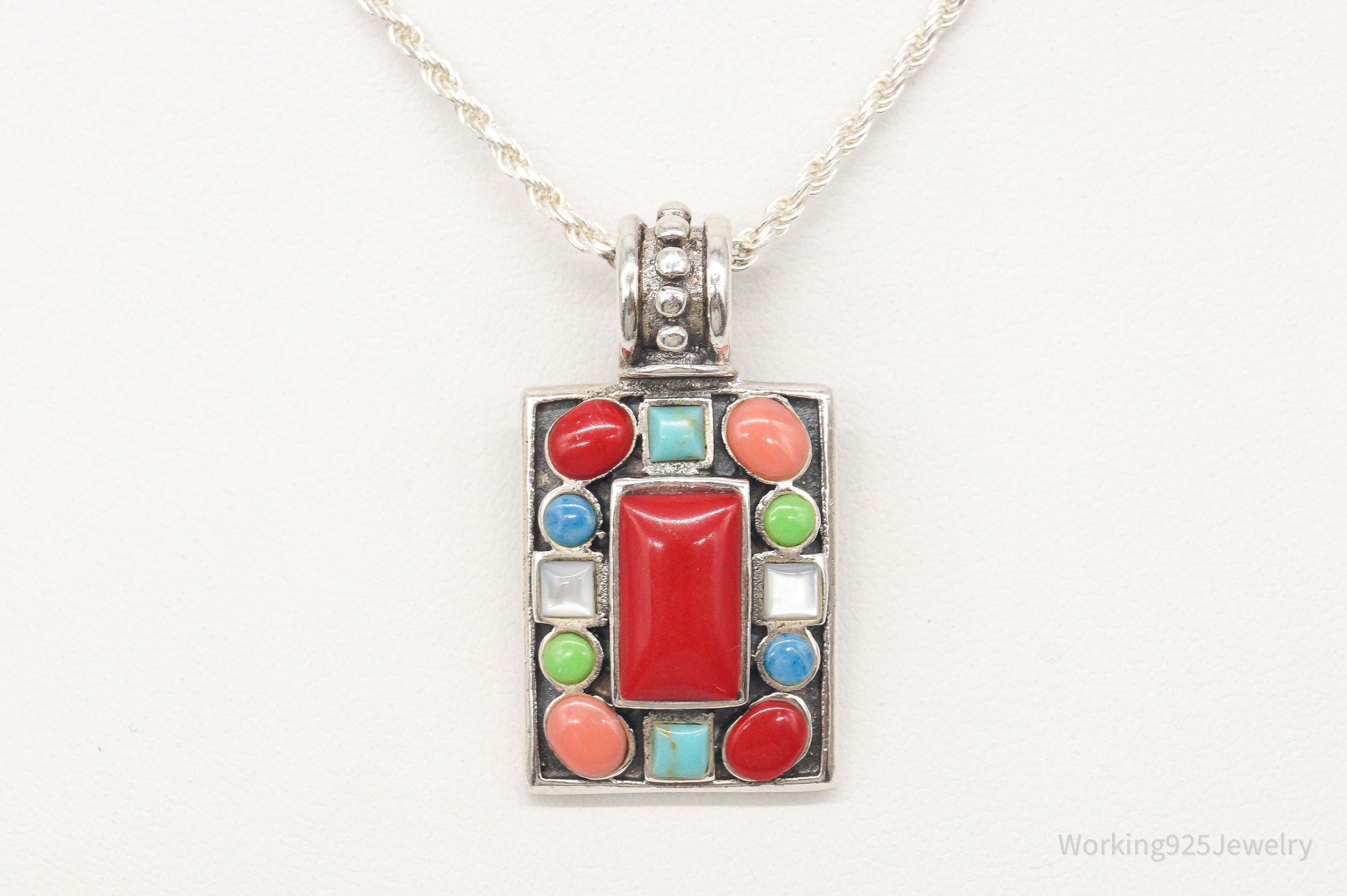 Vintage Multi Gem Sterling Silver Necklace