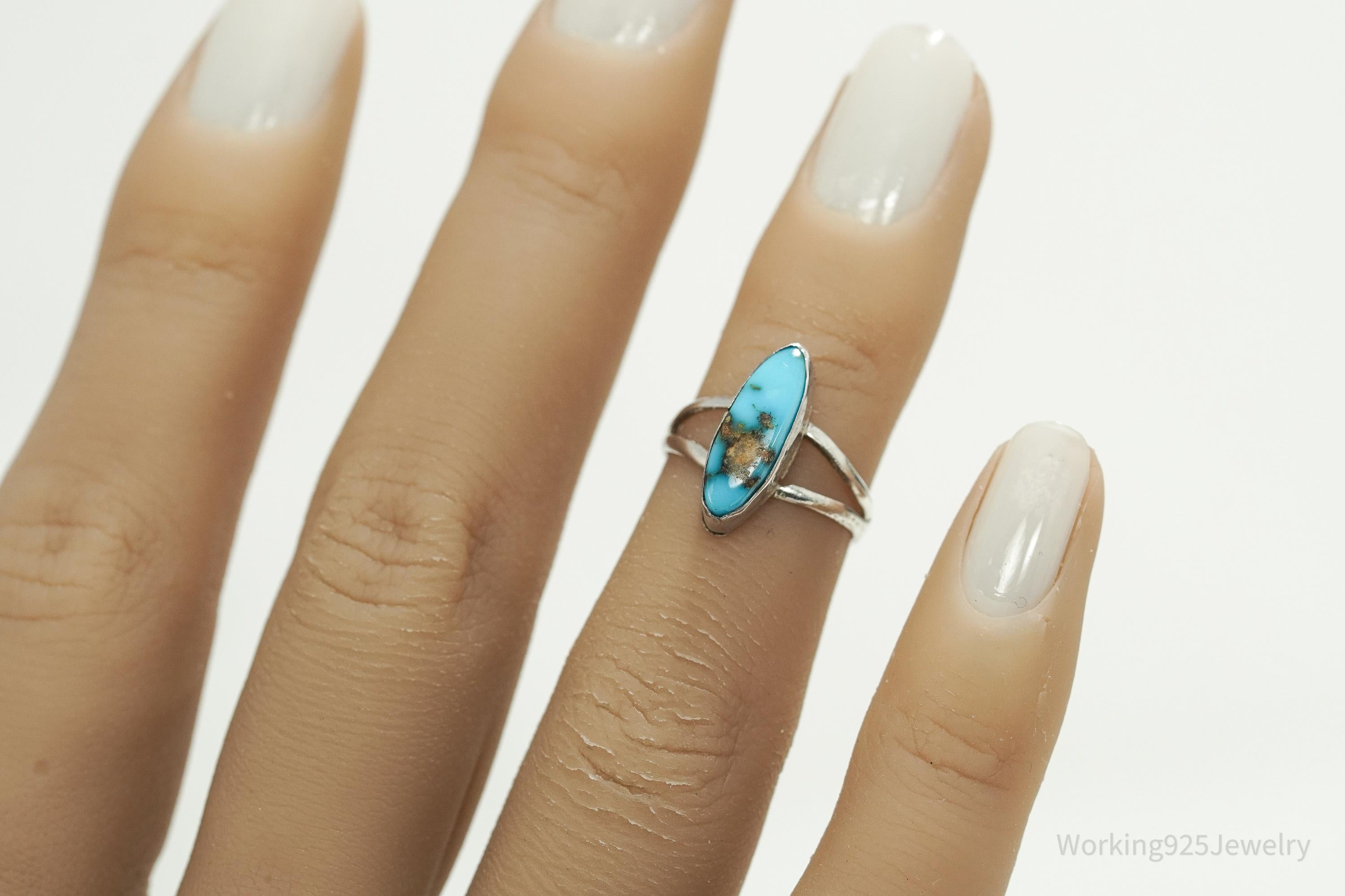 Vintage Native American Turquoise Sterling Silver Ring - Size 2.75