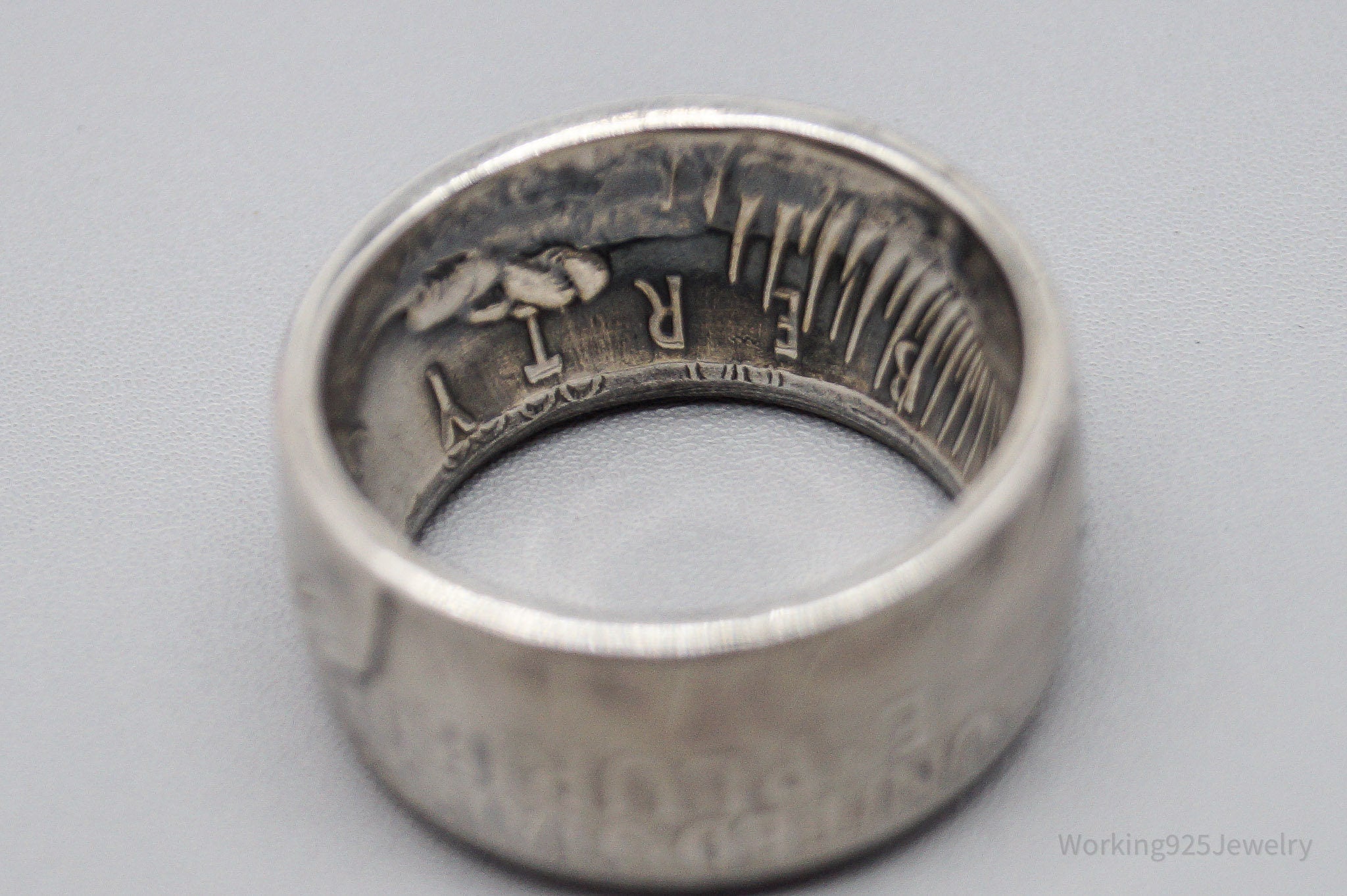 Vintage 1925 Peace Dollar Coin Silver Ring - Size 11.5