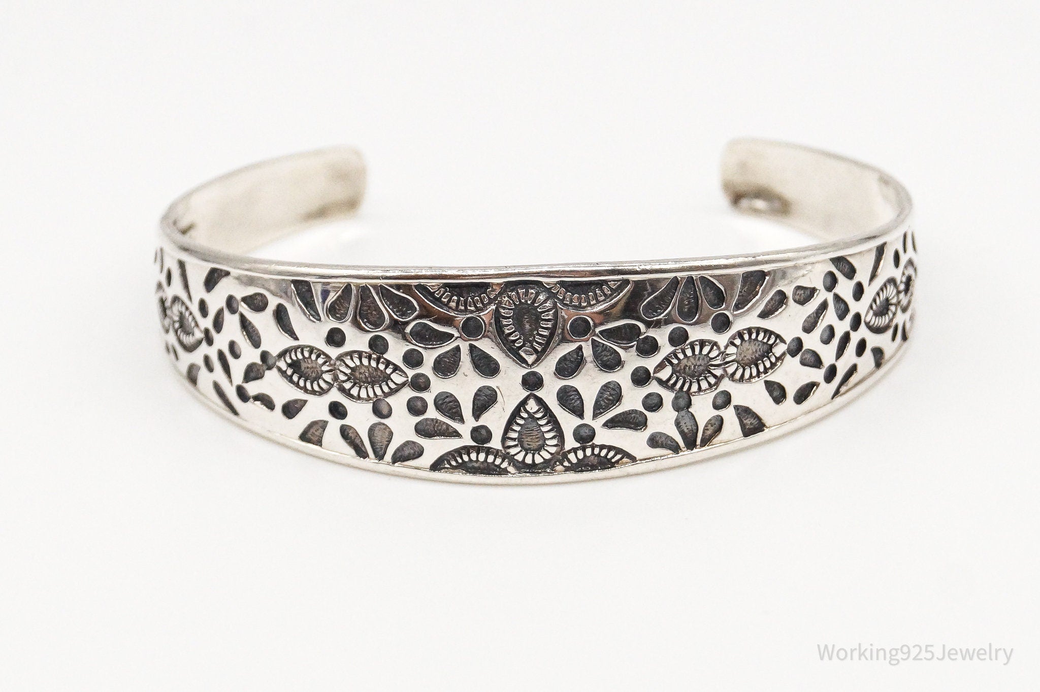 Vintage Thailand Sterling Silver Cuff Bracelet