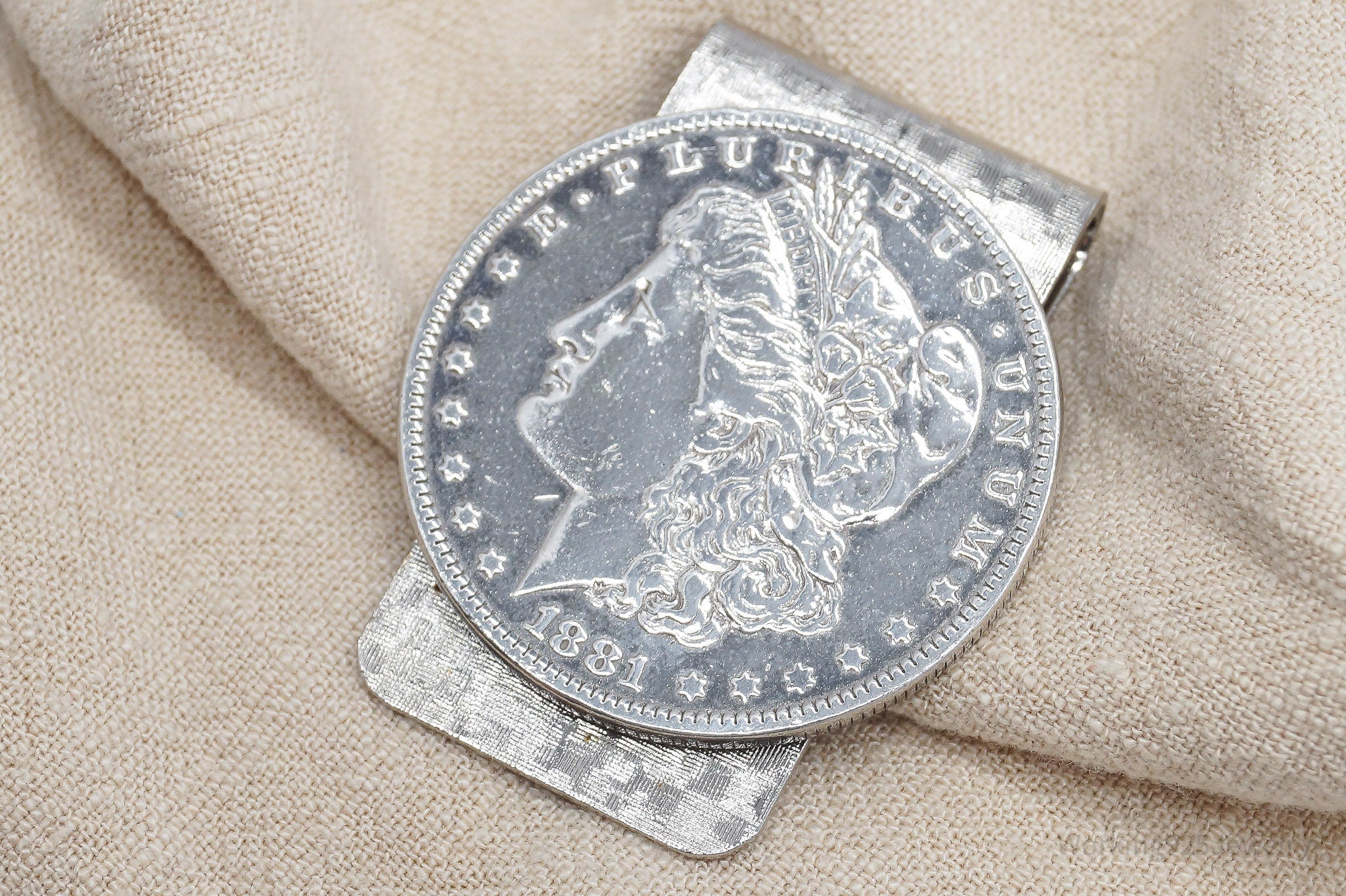 Antique 1881 Morgan Silver Dollar Coin Silver Money Clip