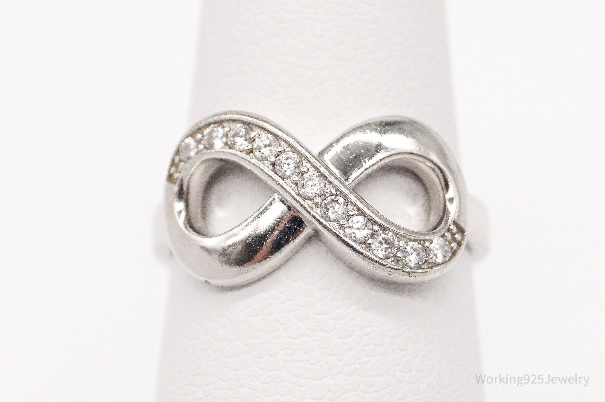 Vintage ESSE Cubic Zirconia Infinity Sterling Silver Ring - Size 5