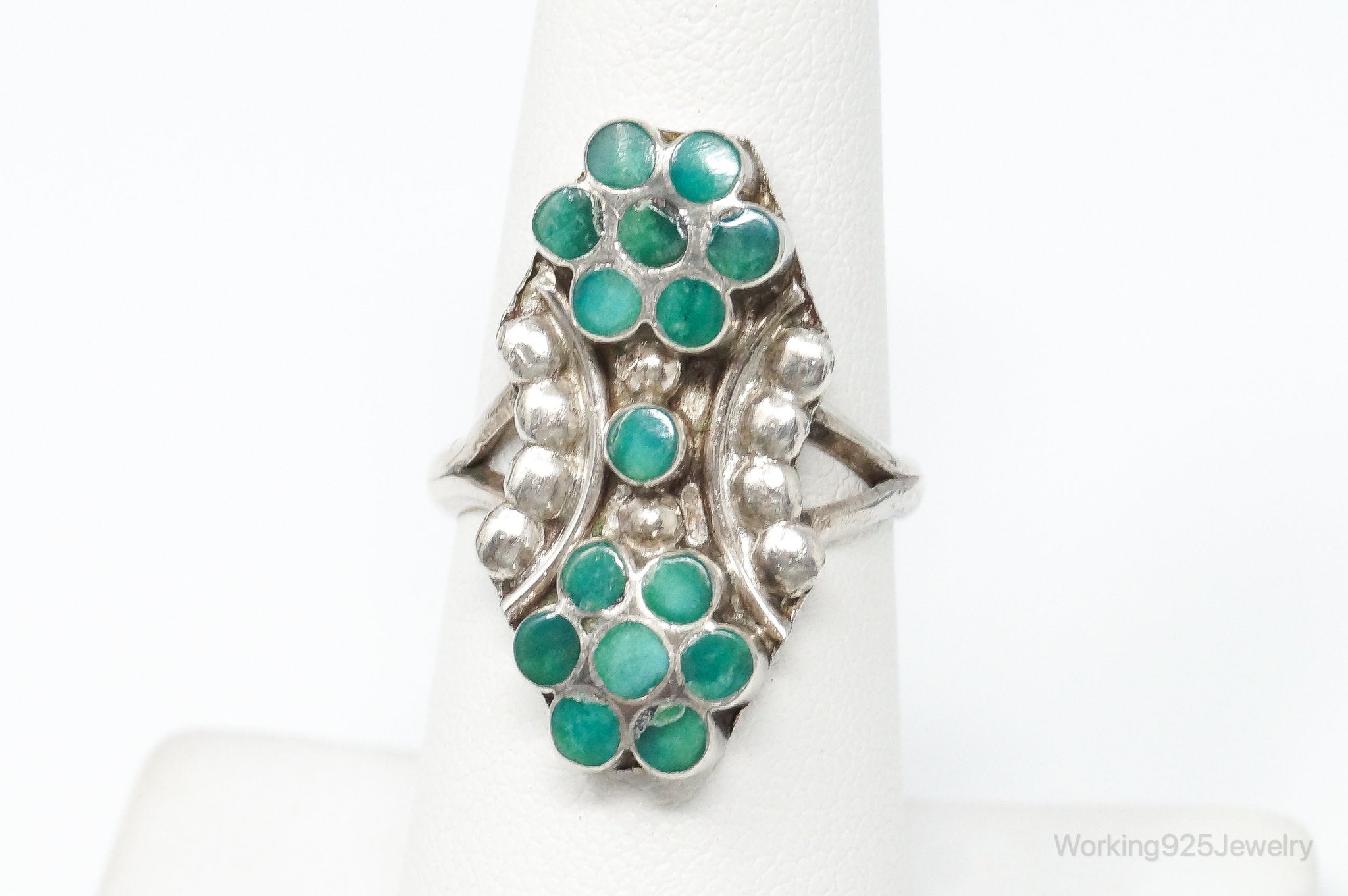 Vintage Native American Turquoise Unsigned Sterling Silver Ring SZ 6.75