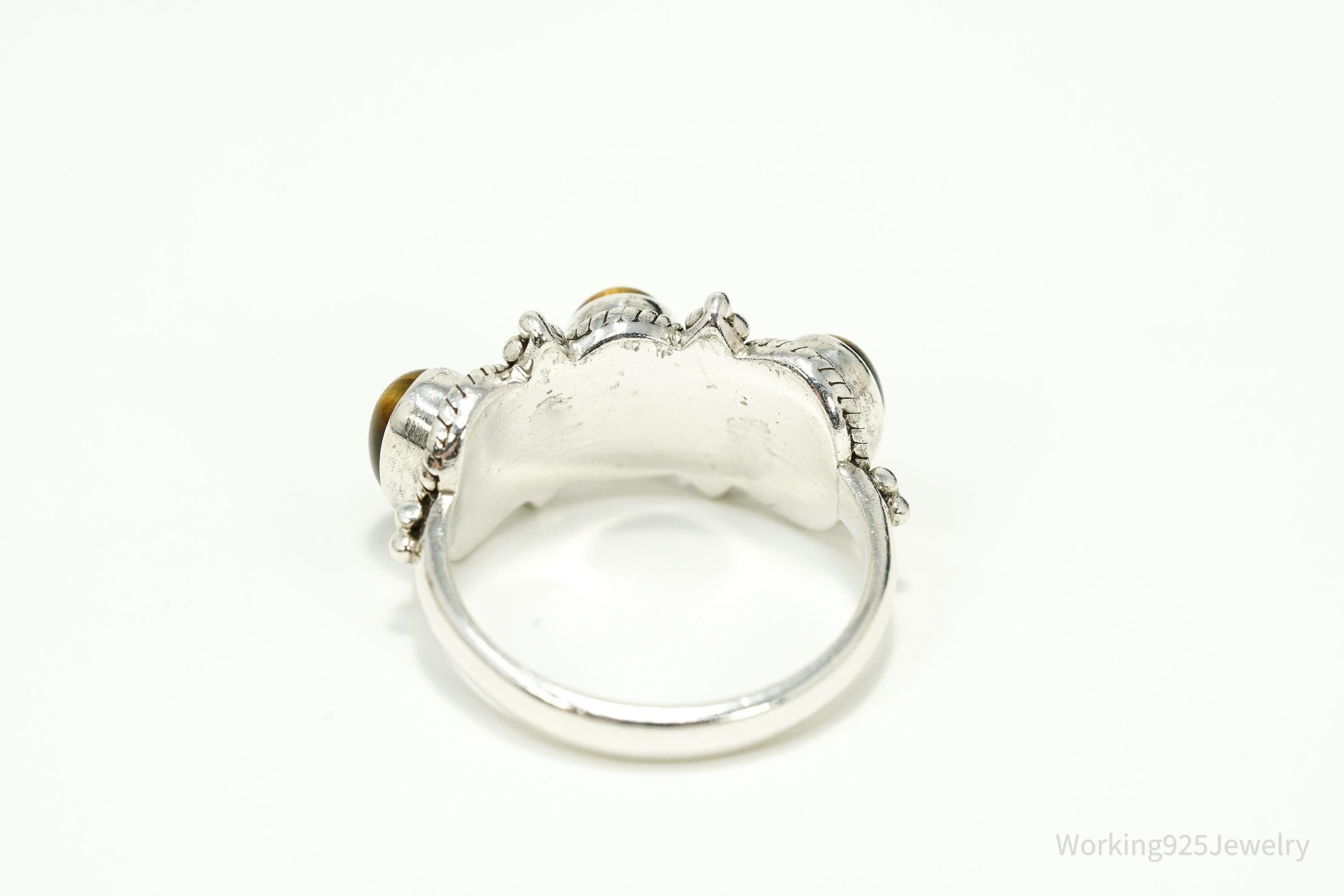 Vintage Doug Paulus Tigers Eye Western Style Sterling Silver Ring - Size 8