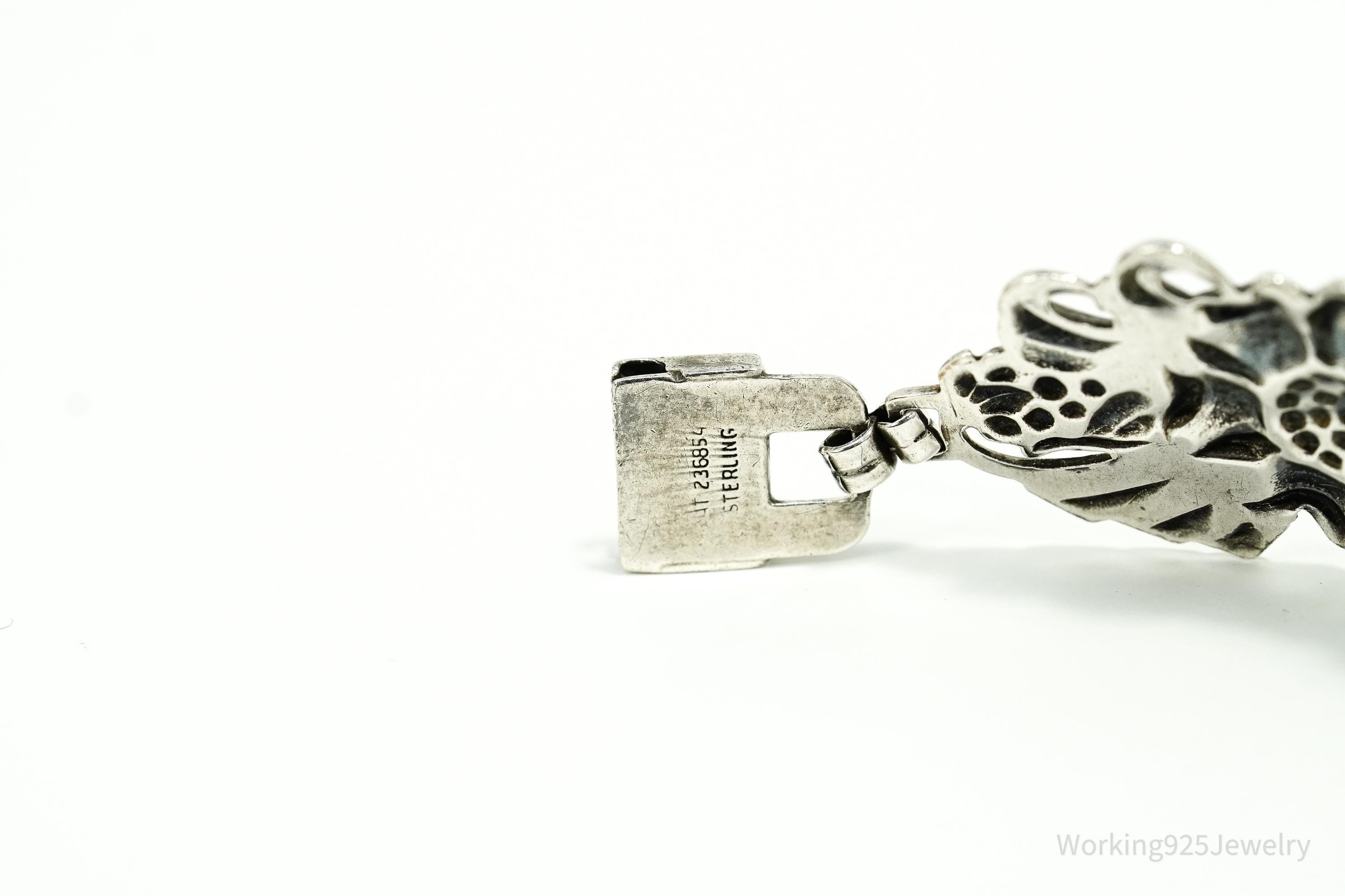 Antique Floral Sterling Silver Bracelet 7.75"