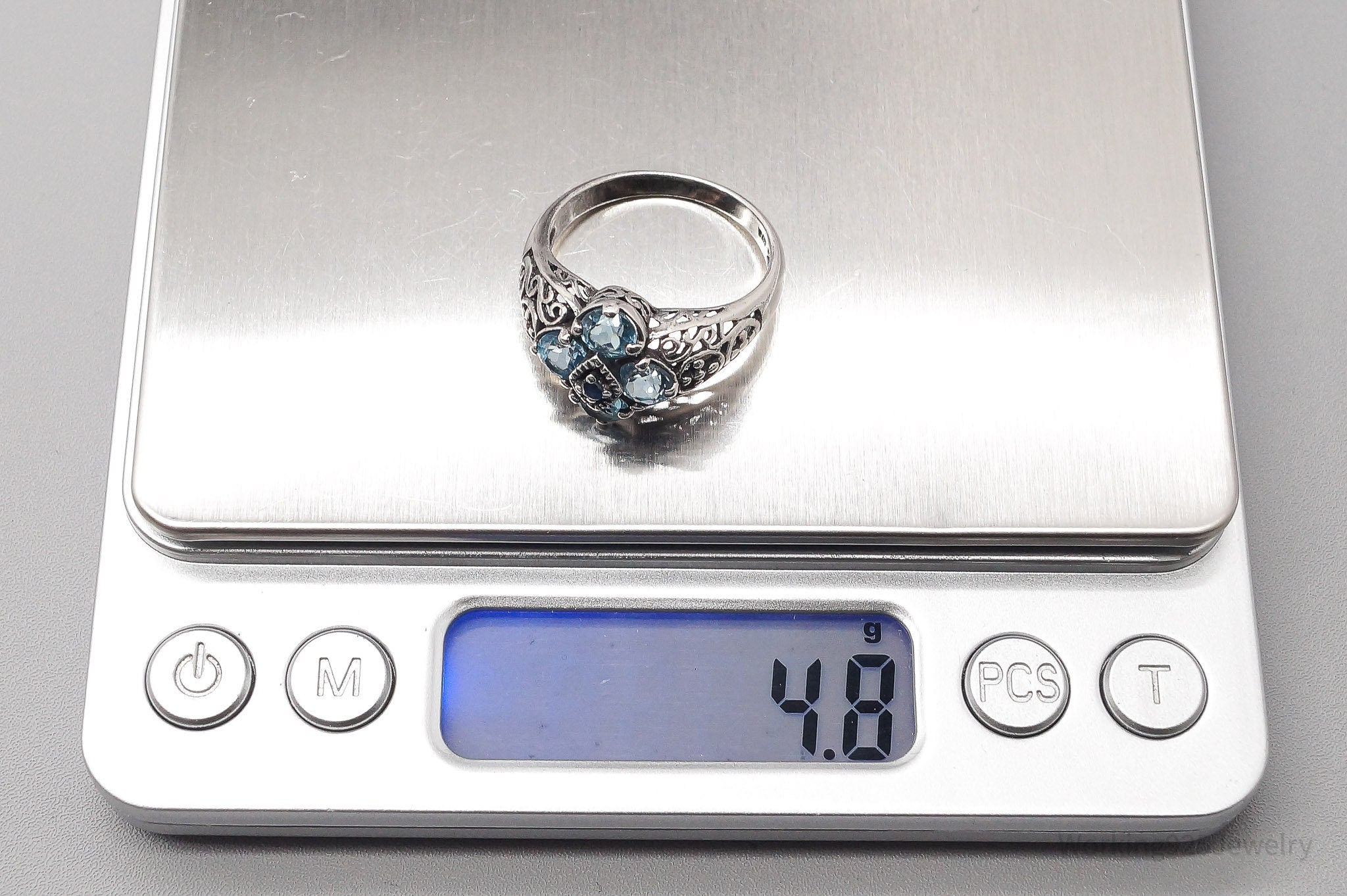 Vintage CNA Blue Topaz Sapphire Sterling Silver Ring - Size 10