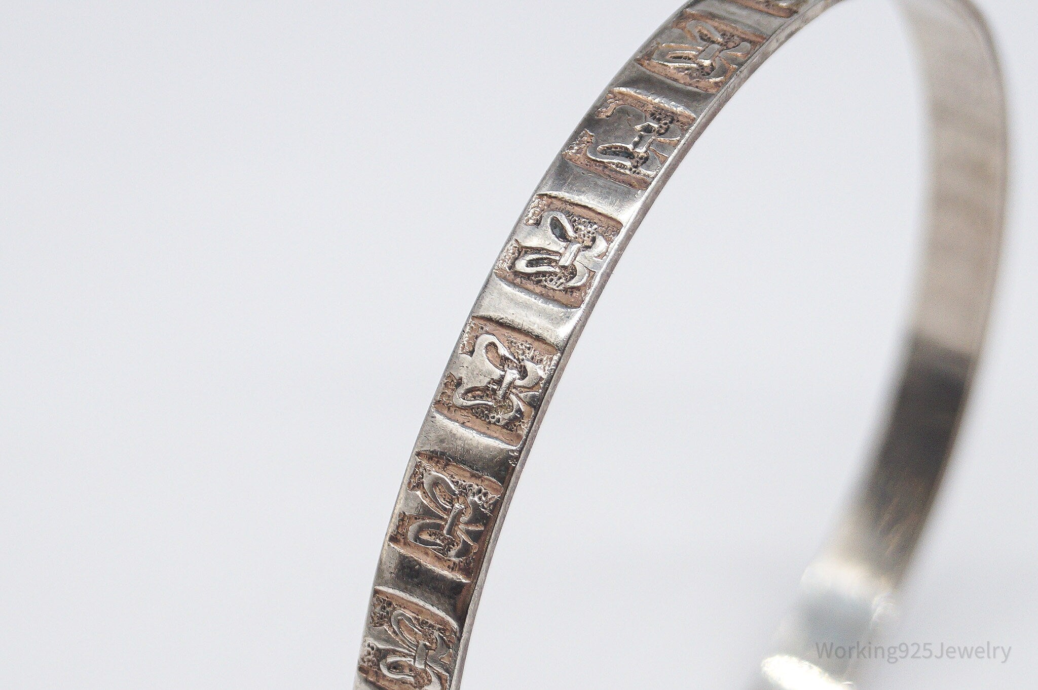 Antique Designer Danecraft Fleur-De-Lis Pattern Sterling Silver Bracelet 8"