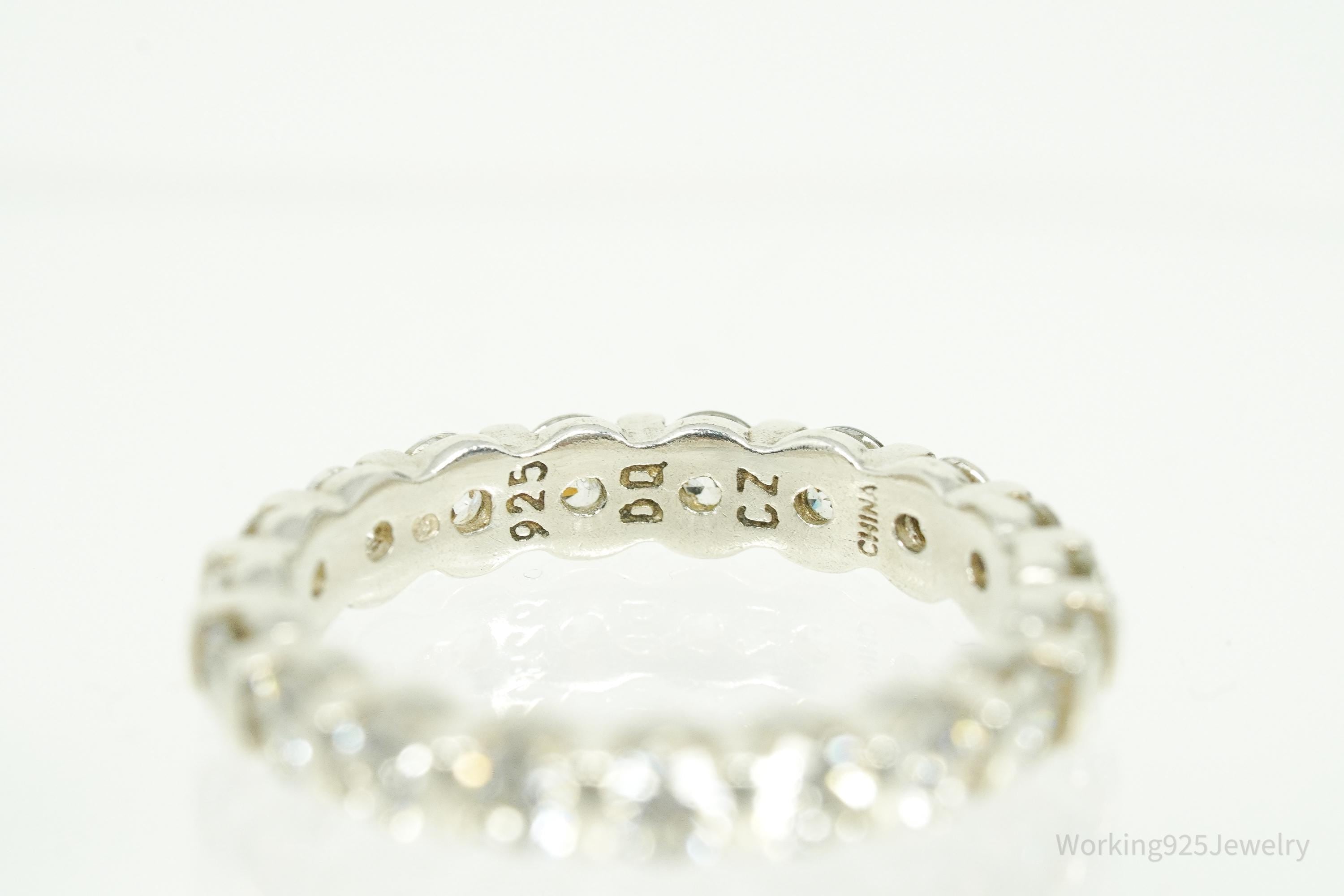 Vintage Diamonique Cubic Zirconia Sterling Silver Ring - Size 6