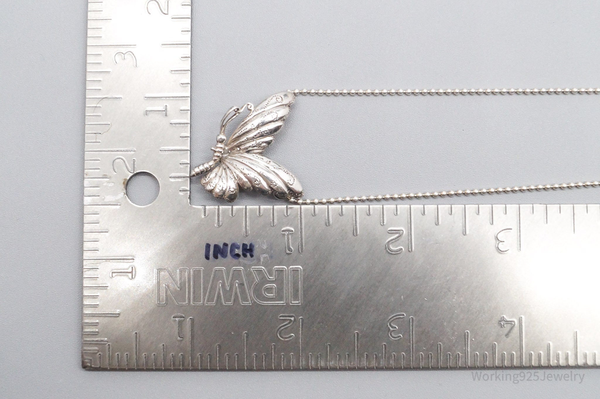 Vintage Butterfly Sterling Silver Necklace 24"