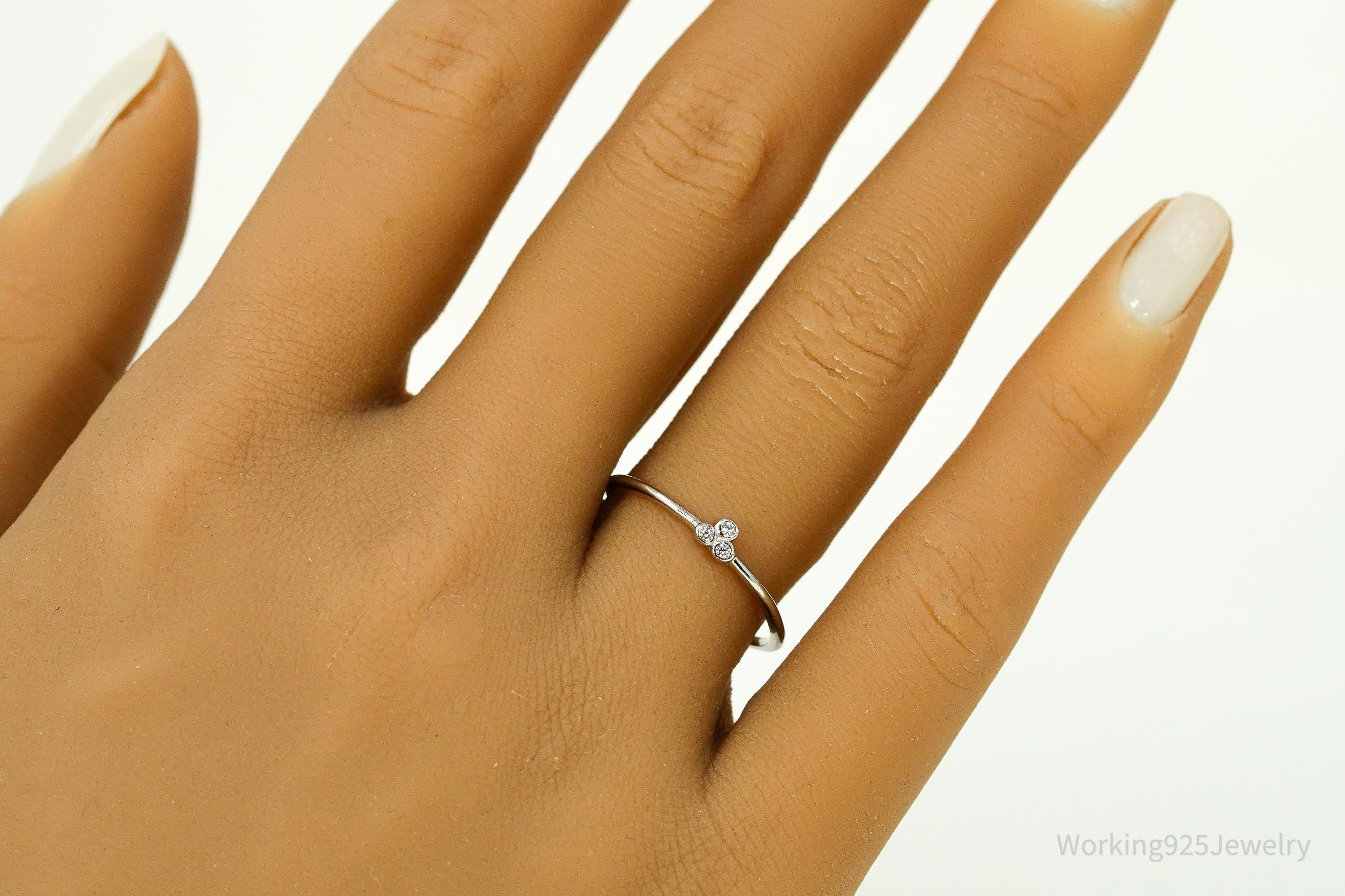 Vintage Cubic Zirconia Sterling Silver Ring Size 8.25