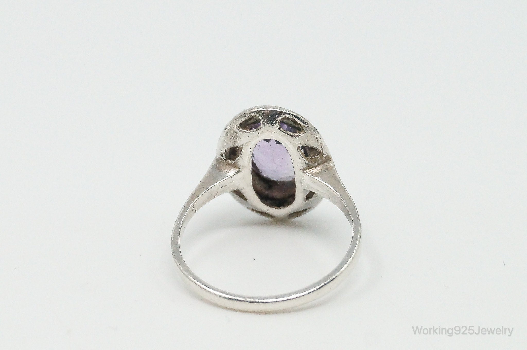 Vintage Modernist Amethyst 830 Silver Ring - Size 7.5