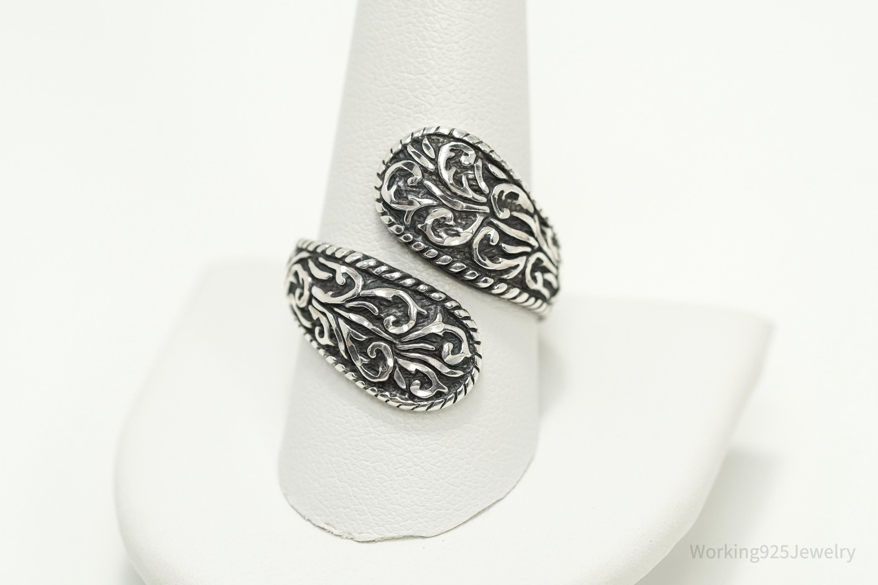 Vintage Native Designer Carolyn Pollack Relios Sterling Silver Wrap Ring - Size 10.75