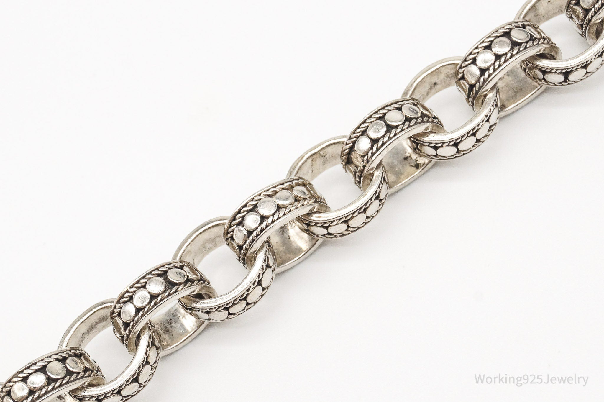 Vintage Designer BA Suarti Large Chain Link Sterling Silver Bracelet