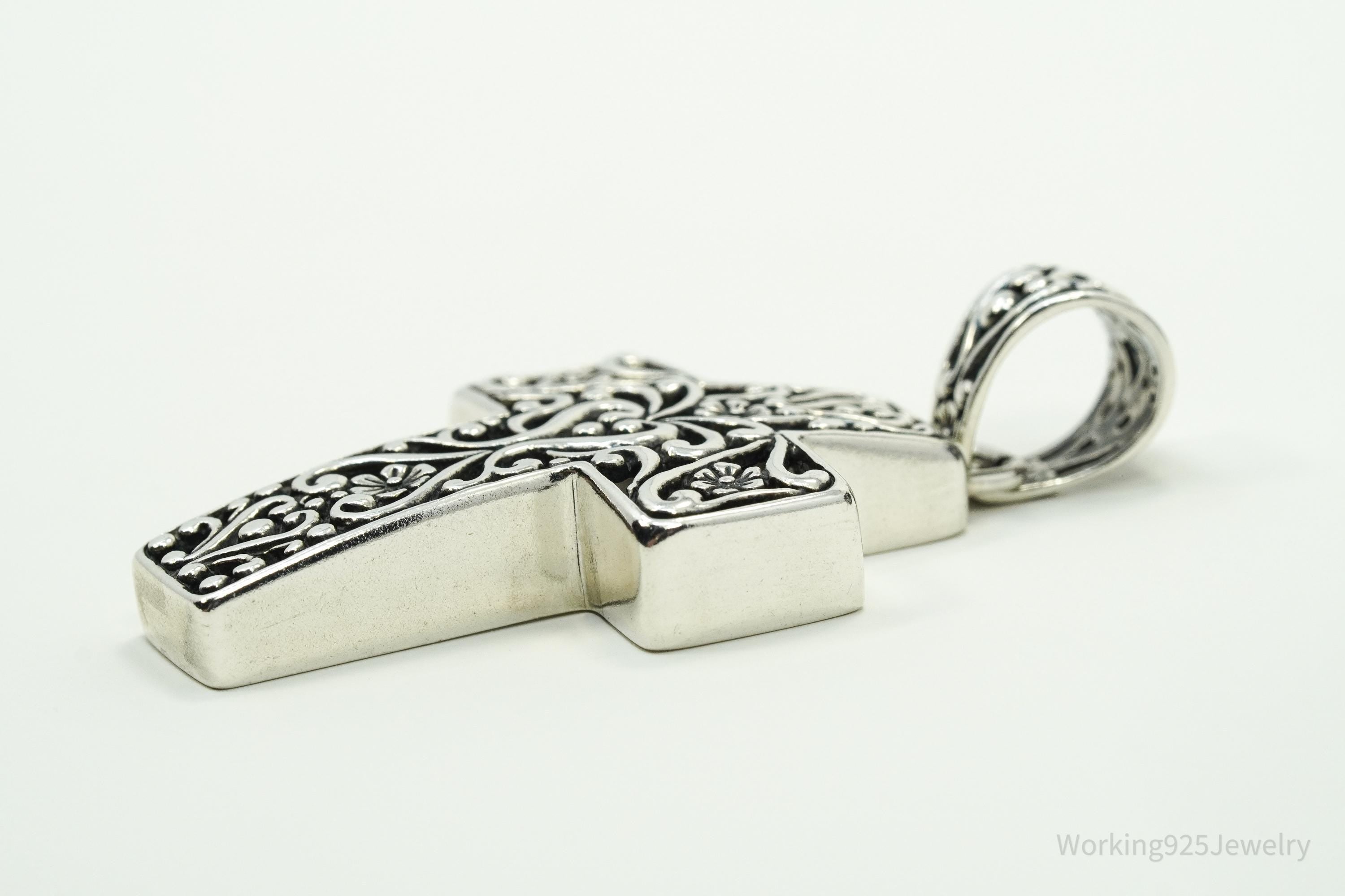 Vintage Native Designer Carolyn Pollack Relios Sterling Silver Cross Pendant