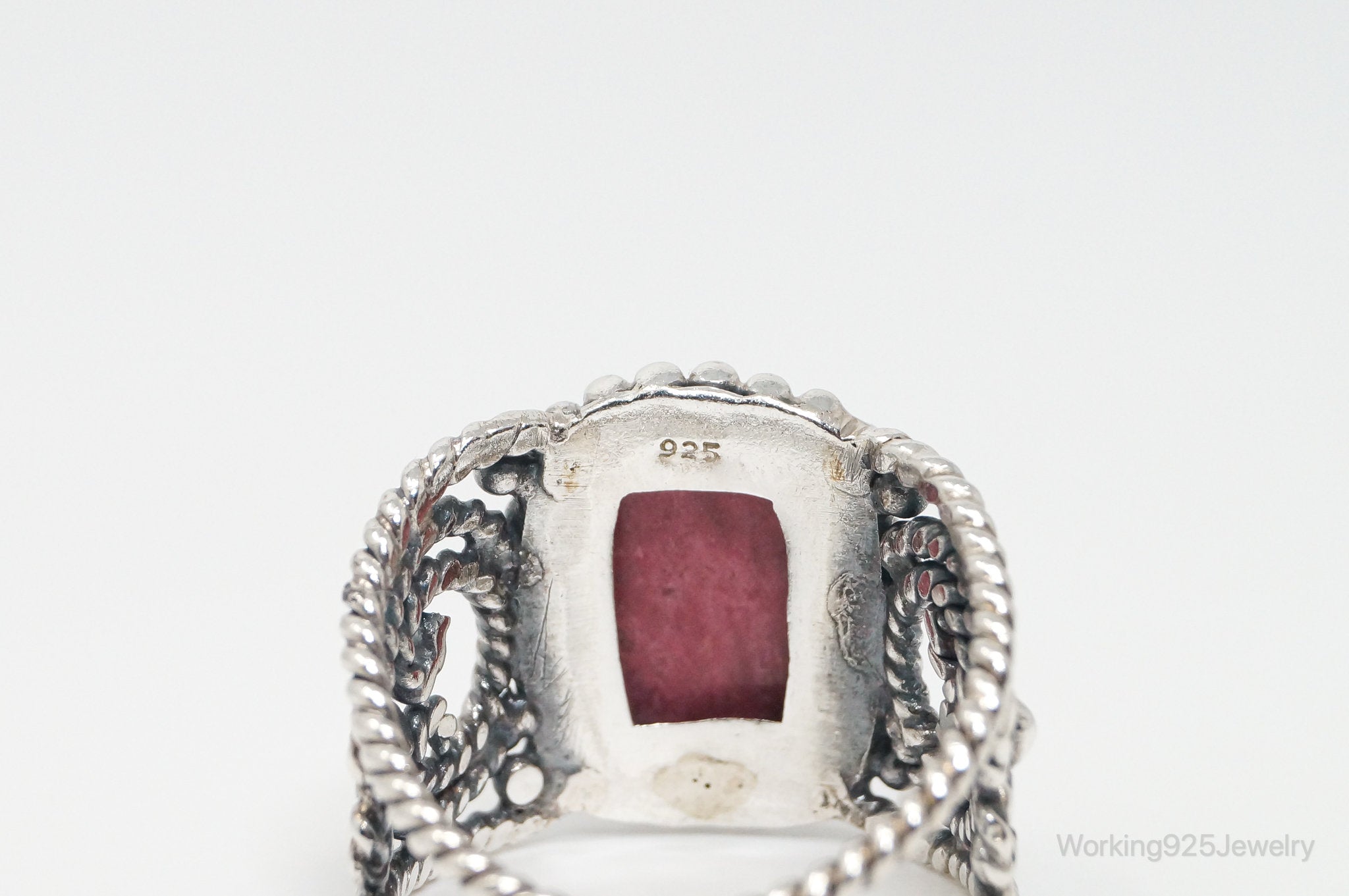 Vintage Southwestern Style Thulite Sterling Silver Ring - Size 9.25