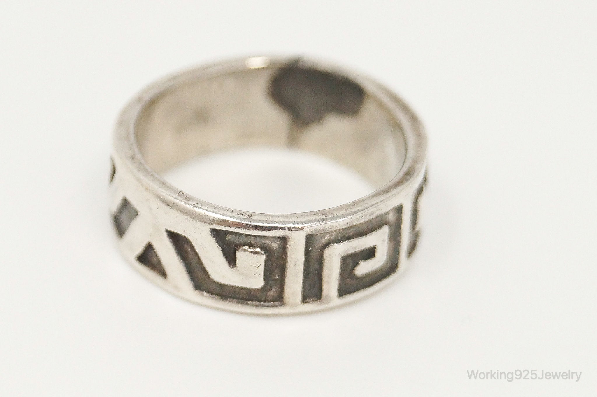 Vintage Taxco Mexico Sterling Silver Aztec Style Band Ring - Size 5