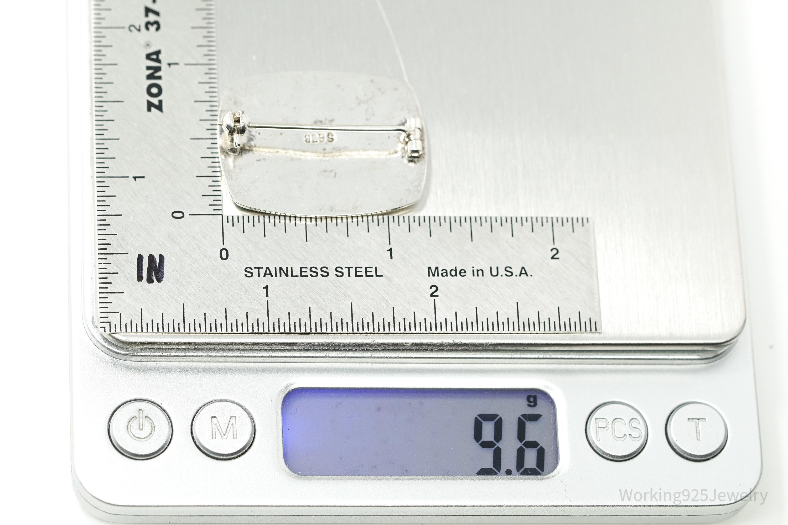 Rare Vintage Fish Enamel Modernist Sterling Silver Brooch Pin