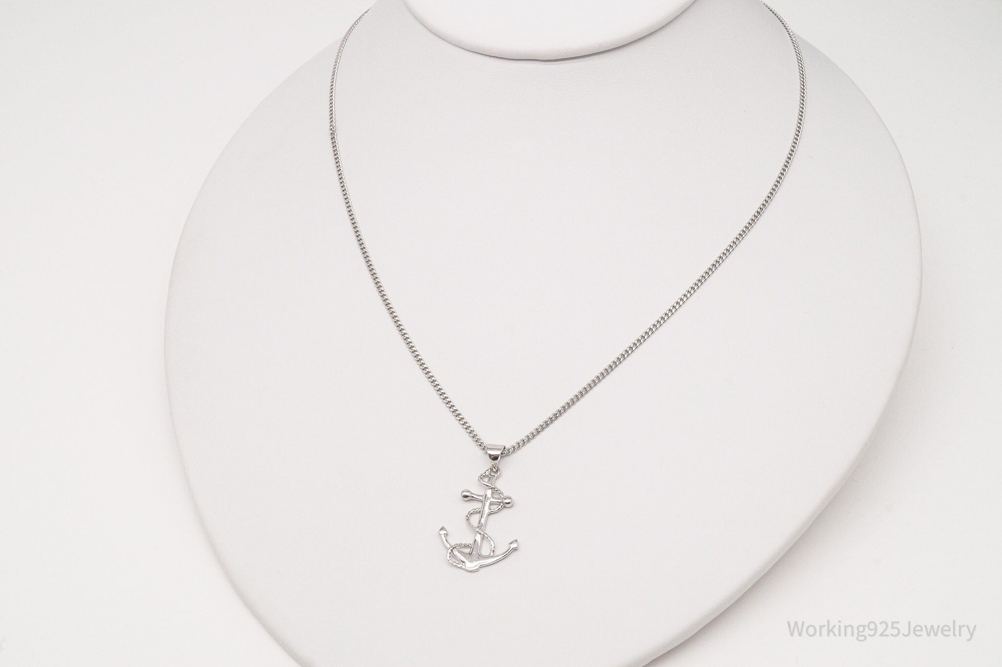 Vintage Anchor Sterling Silver Necklace 18"