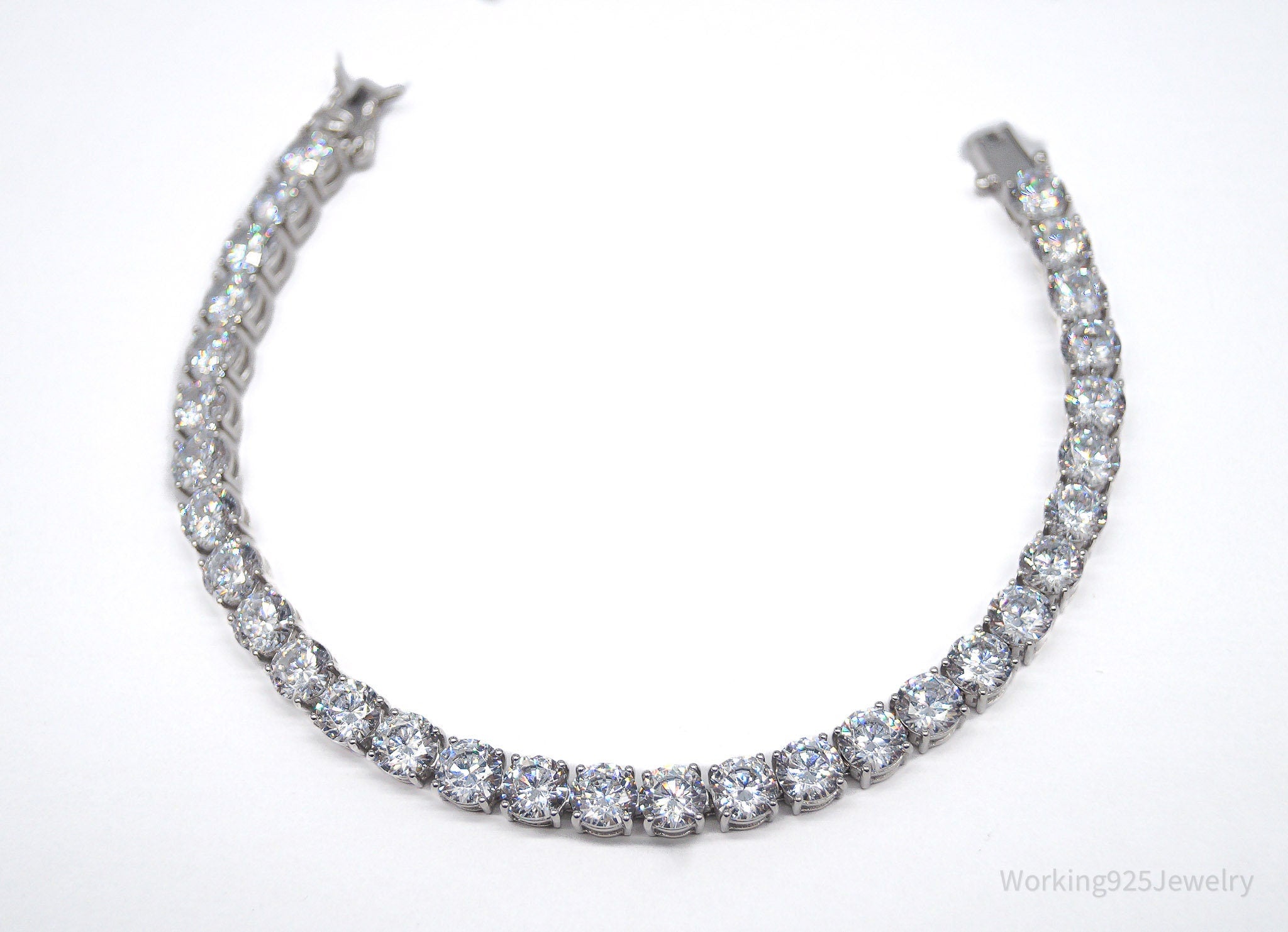 JTVs PAJ Large Cubic Zirconia Sterling Silver Tennis Bracelet - 8 3/8"