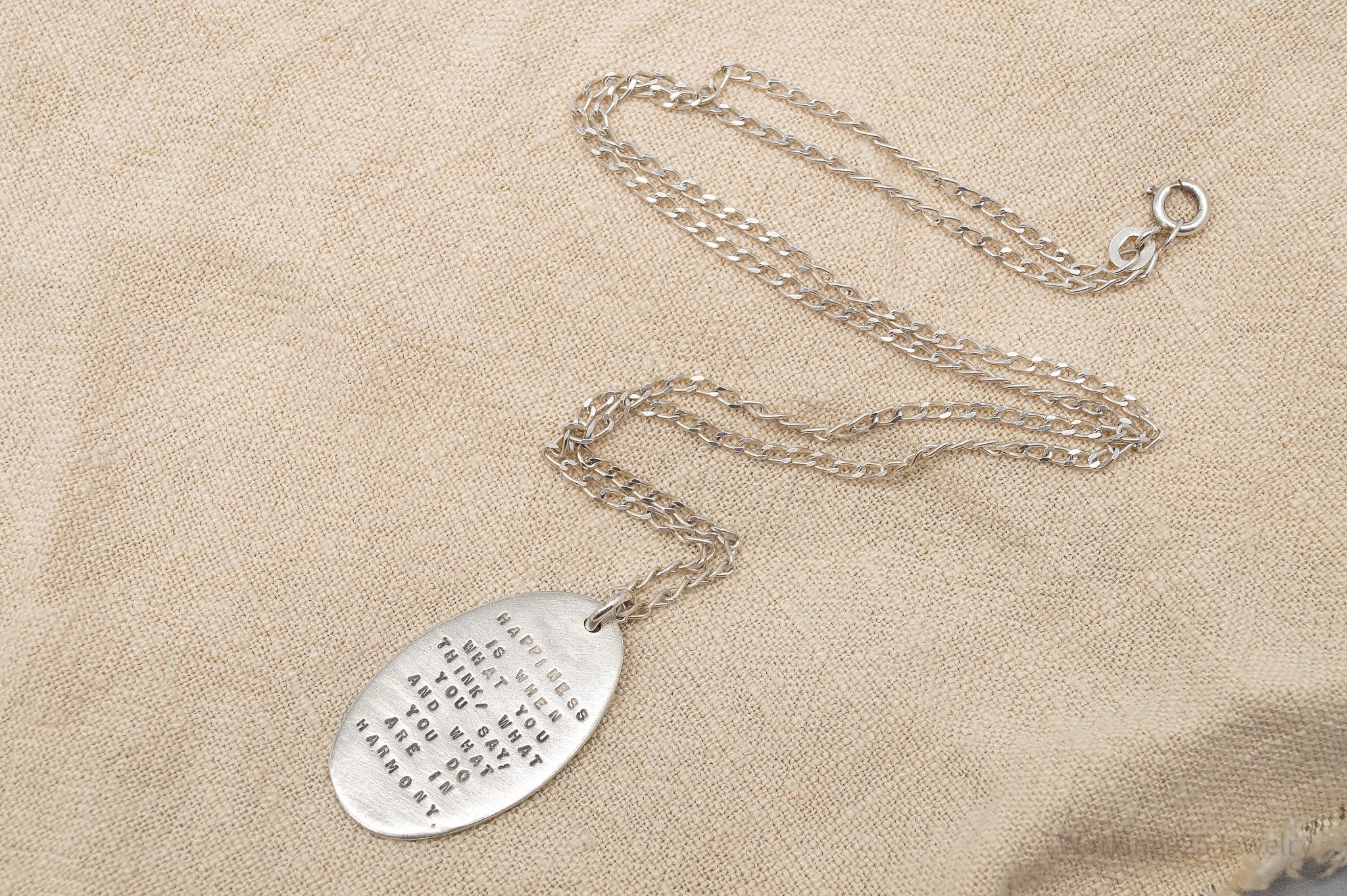 Kathy Bransfield Gandhi Quote Sterling Silver Necklace 18"