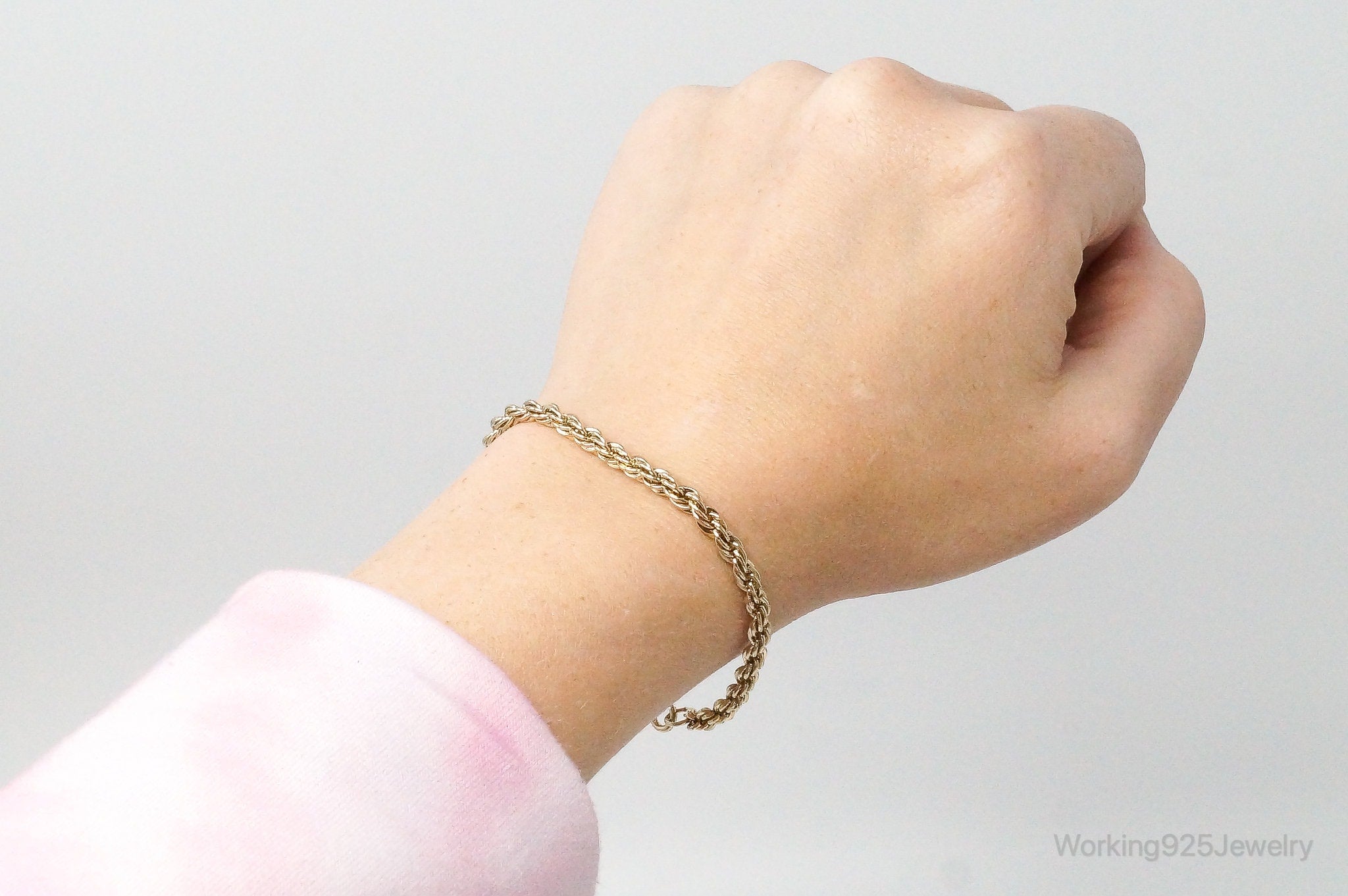 Rare Vintage Danecraft Rope Chain Gold Vermeil Sterling Silver Bracelet