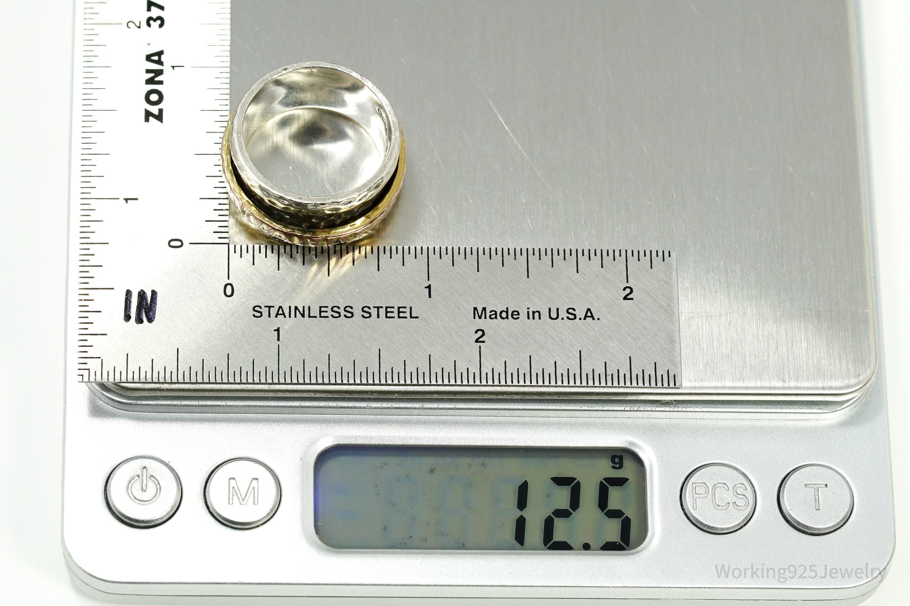 Vintage Silpada Retired 14K Gold Plated Sterling Silver Spinner Ring Size 7.5