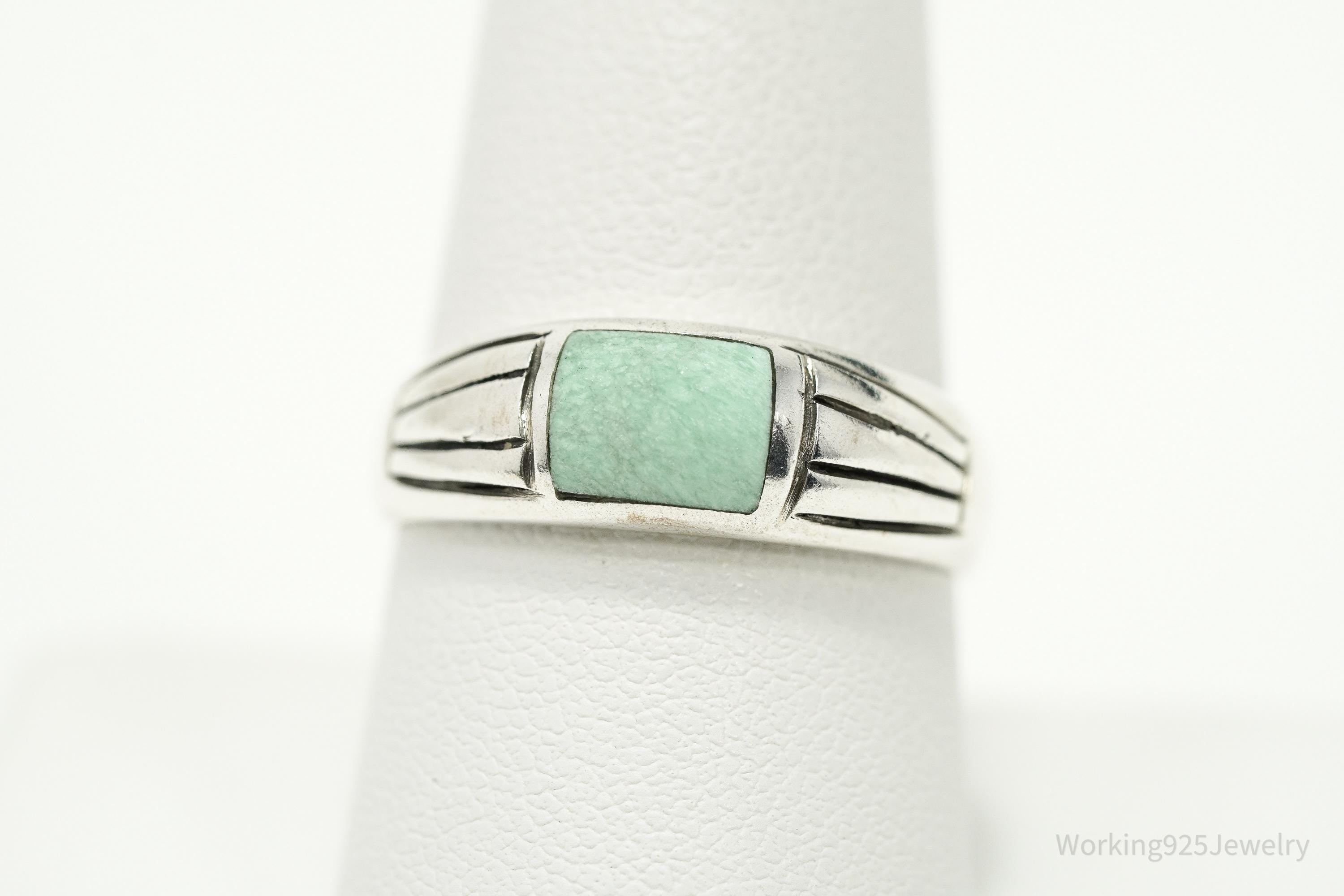 Vintage Native Anglo Carol Felley Turquoise Sterling Silver Ring - Size 9