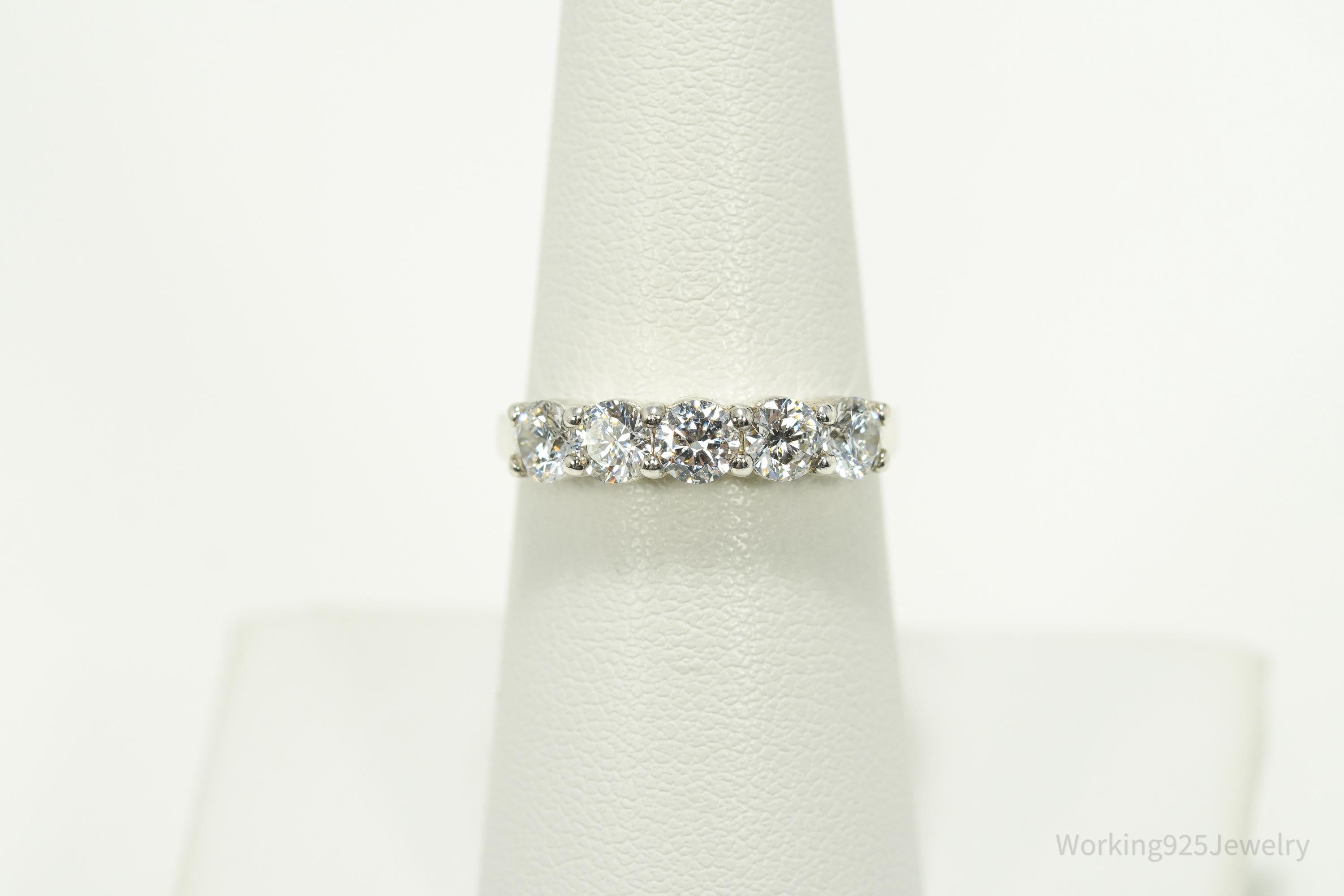 Vintage Diamonique Cubic Zirconia Sterling Silver Ring - Size 7