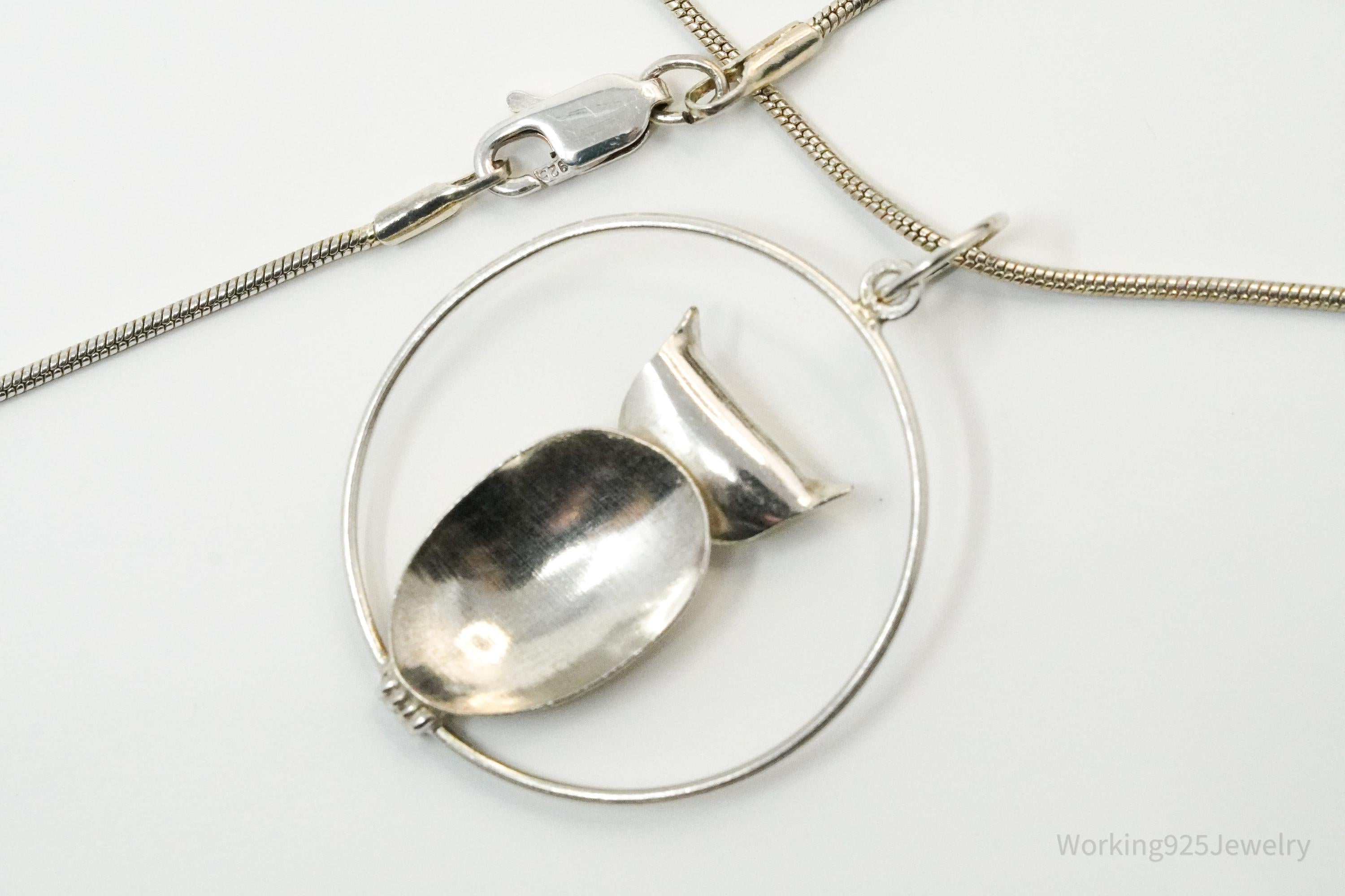 Vintage Owl Sterling Silver Necklace 20"