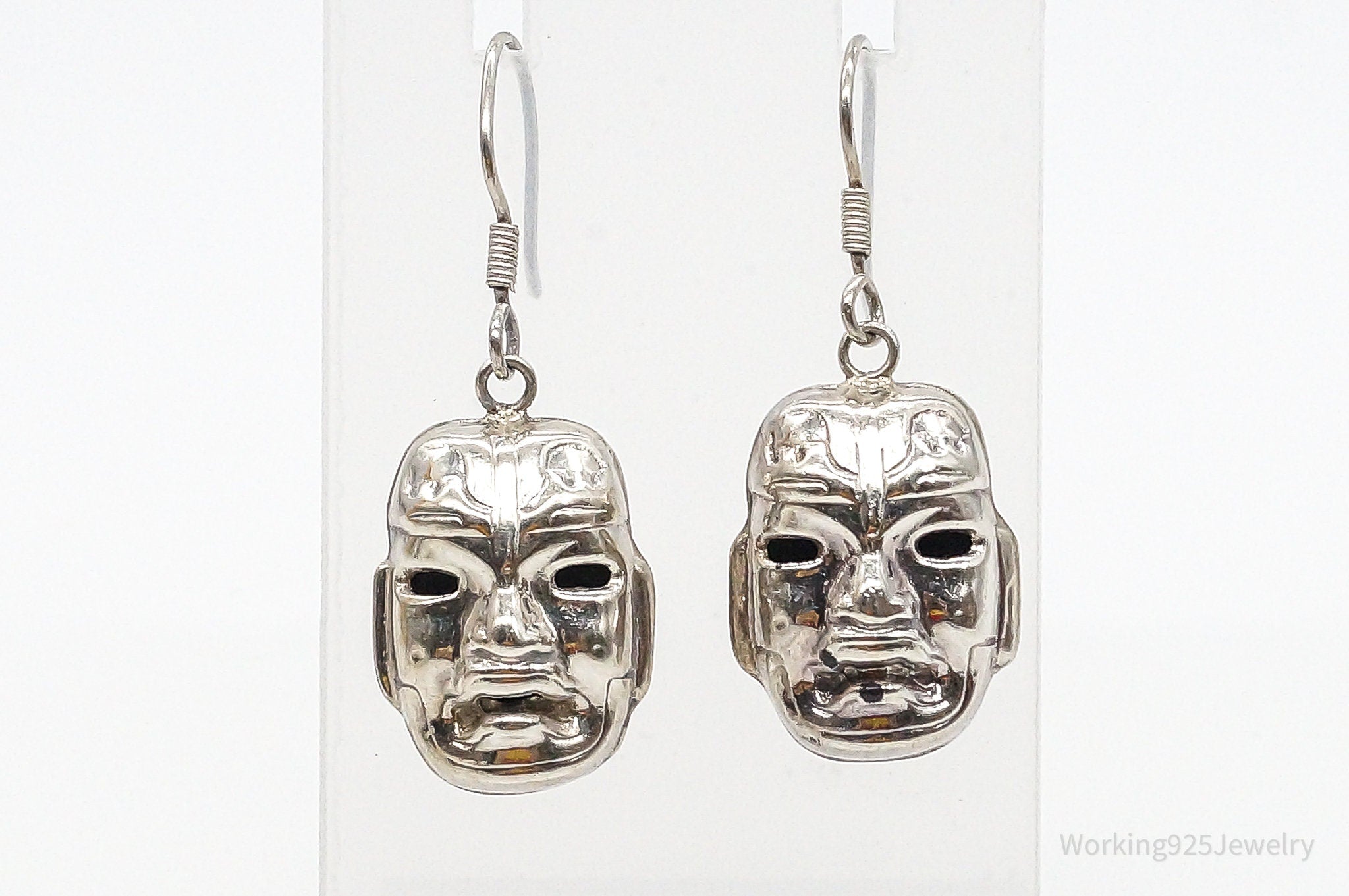 Vintage Tribal Mask Sterling Silver Earrings