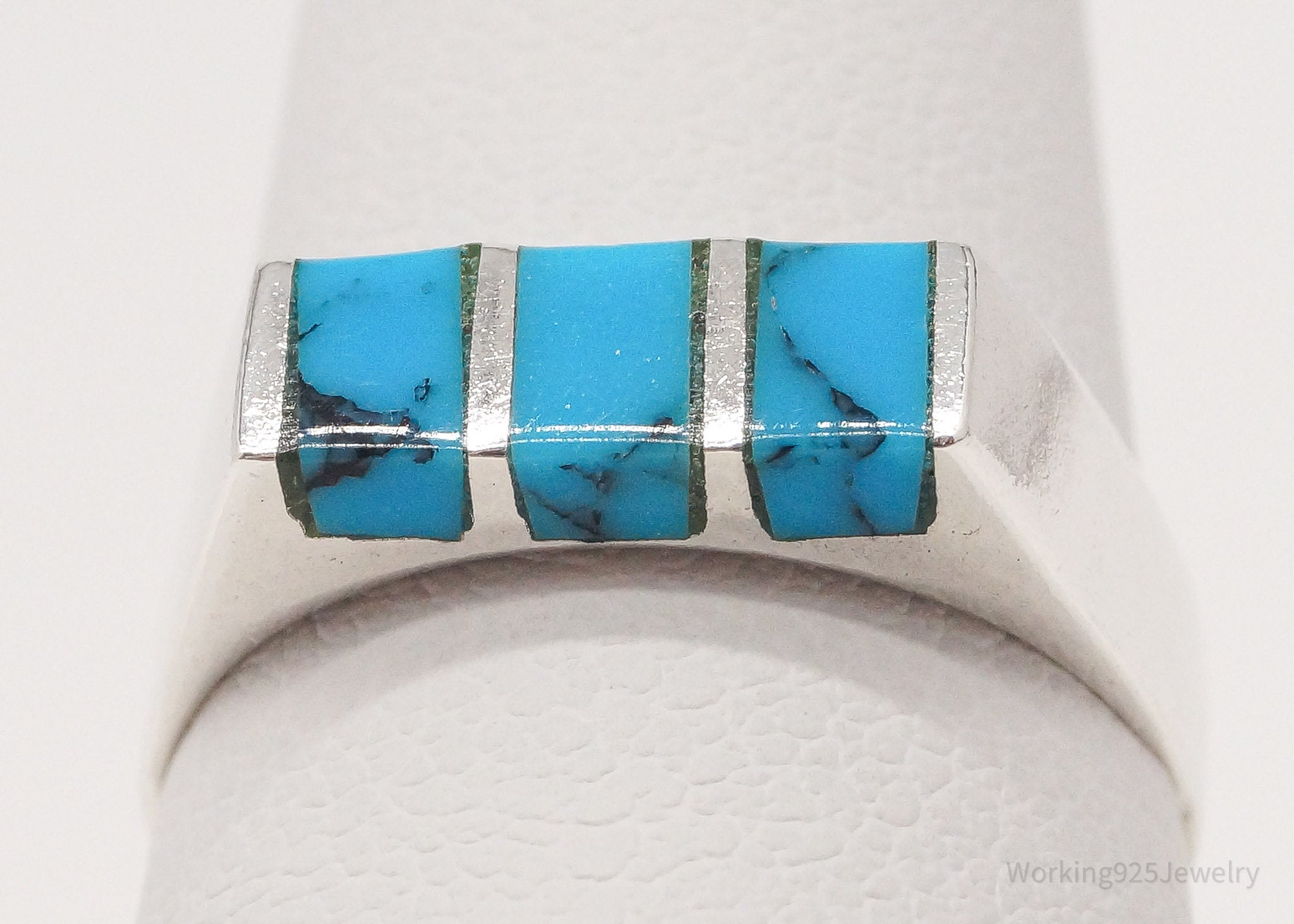 Vintage Mexico Turquoise Sterling Silver Ring - Size 5.75