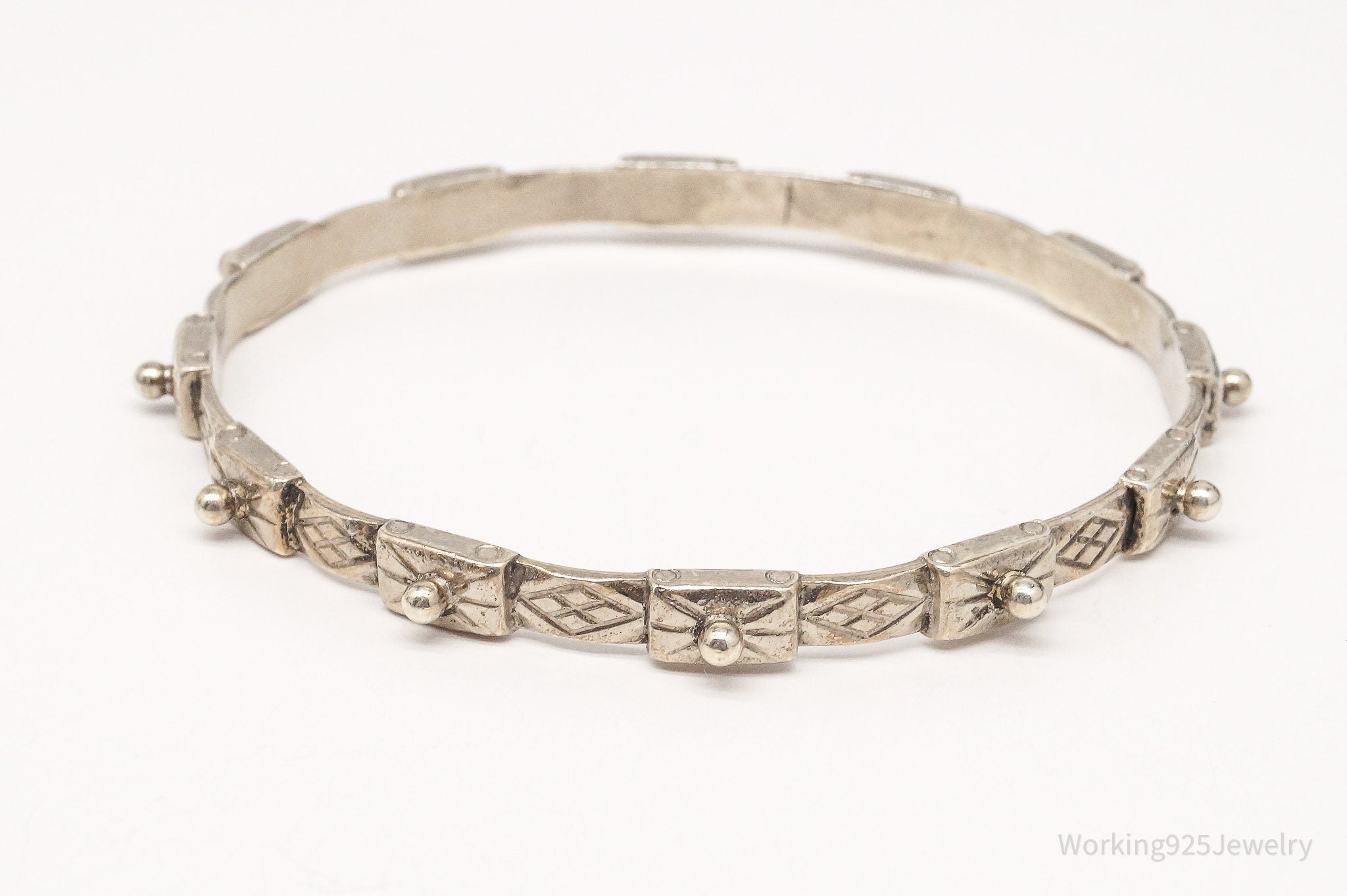 Antique Viking Style Sterling Silver Bangle Bracelet